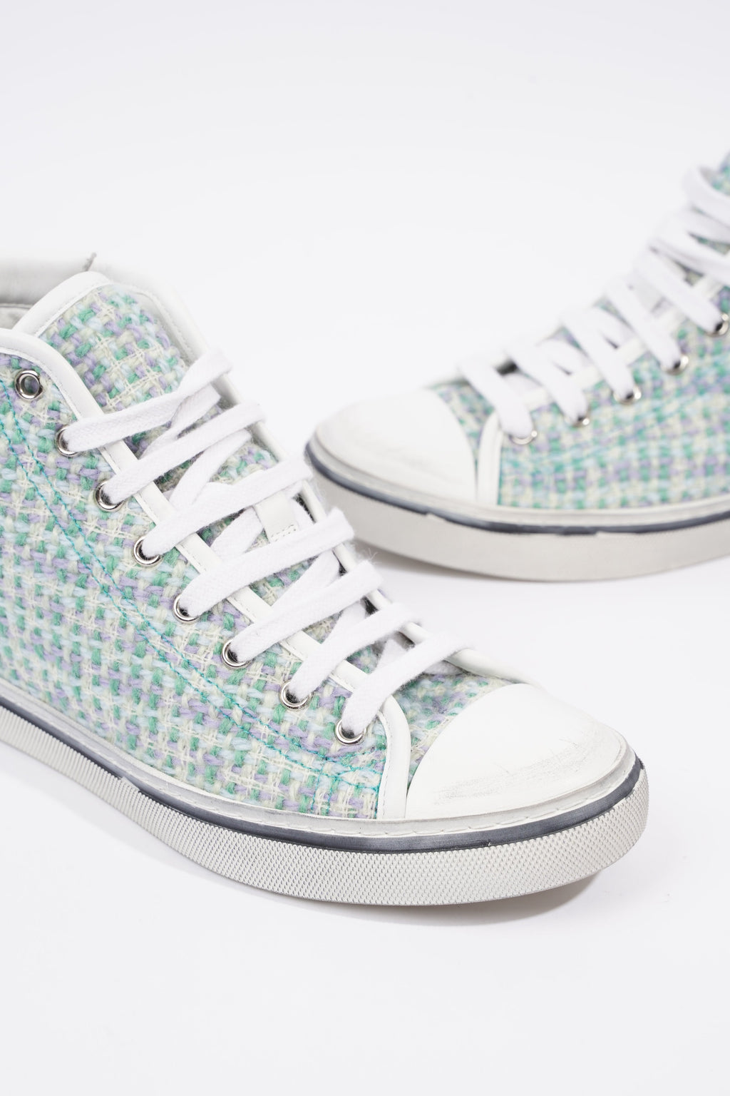 Saint Laurent Womens Malibu Sneaker Green Tweed EU 38 / UK 5