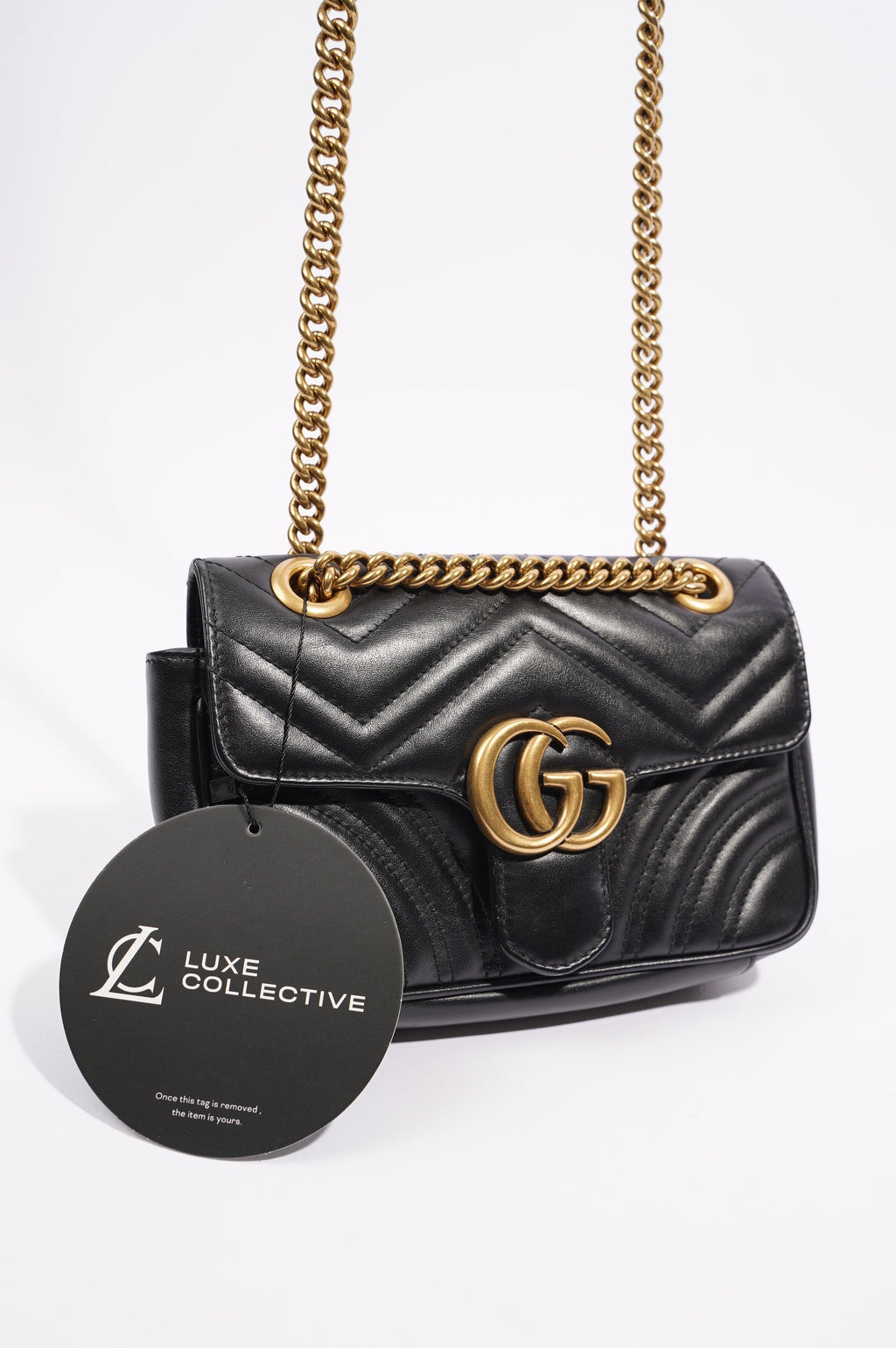 Gucci Womens Marmont Flap Black / Gold Mini