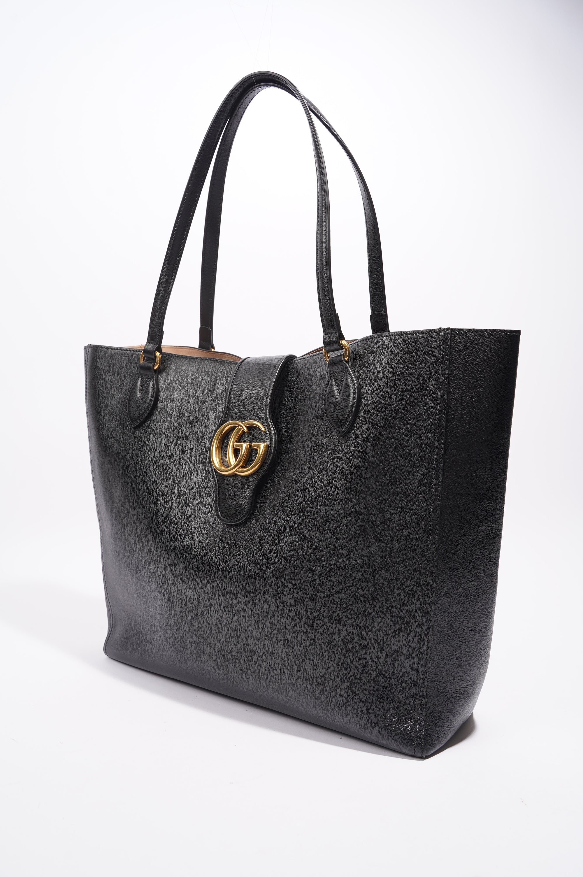 Gucci Dahlia Double G Tote Black Leather Medium