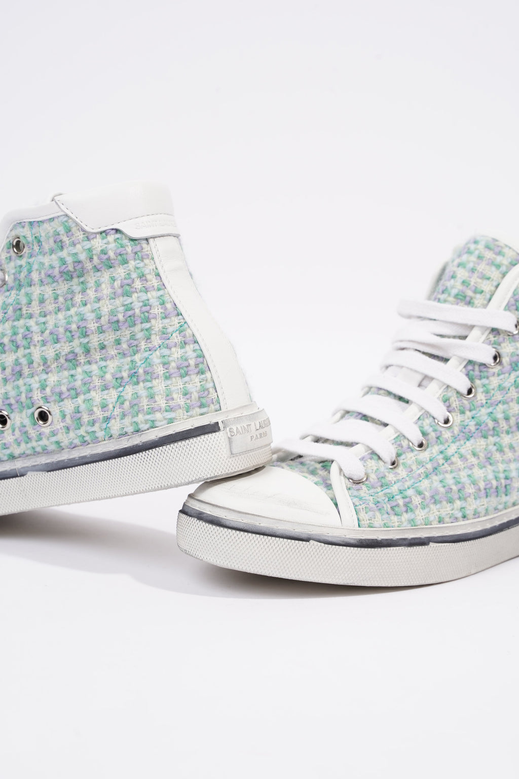 Saint Laurent Womens Malibu Sneaker Green Tweed EU 38 / UK 5