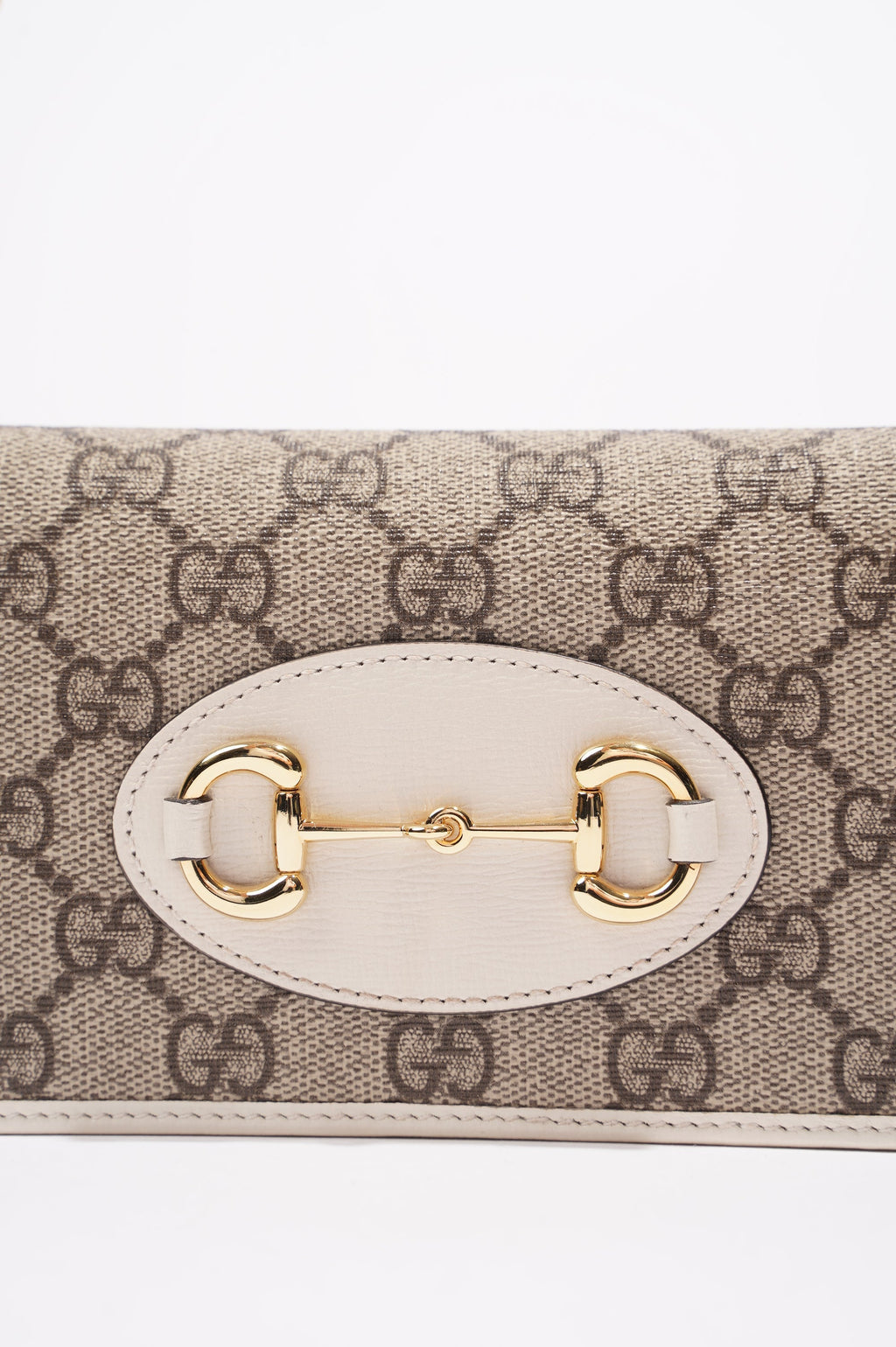 Gucci Womens Horsebit 1955 Wallet With Chain Supreme / White