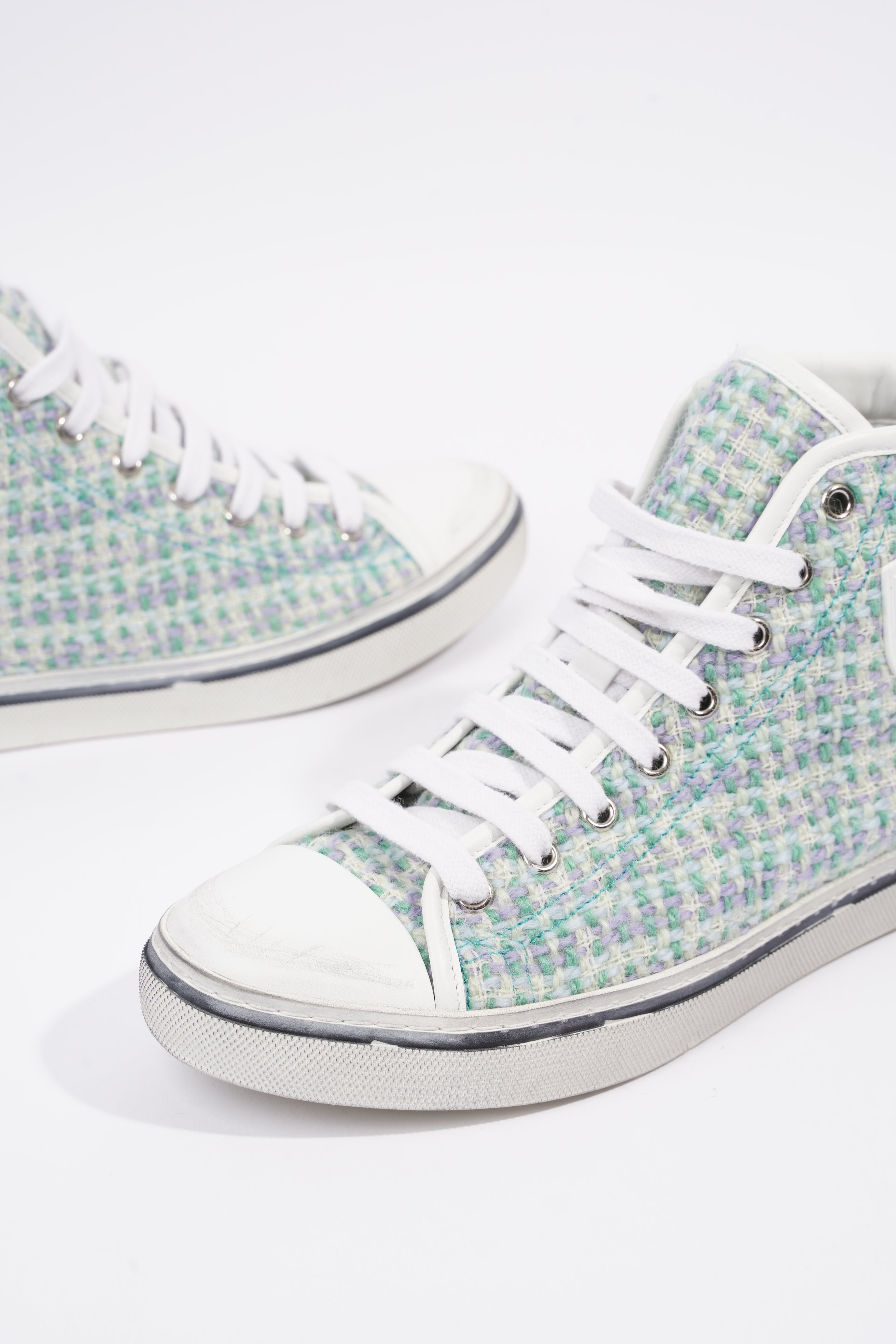 Saint Laurent Womens Malibu Sneaker Green Tweed EU 38 / UK 5