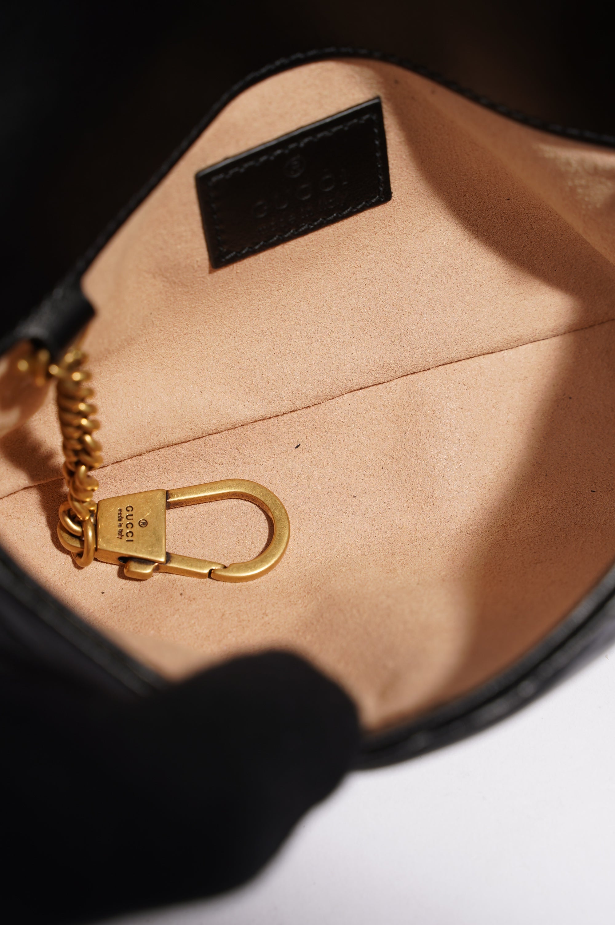 Gucci Womens Marmont Flap Black / Gold Super Mini