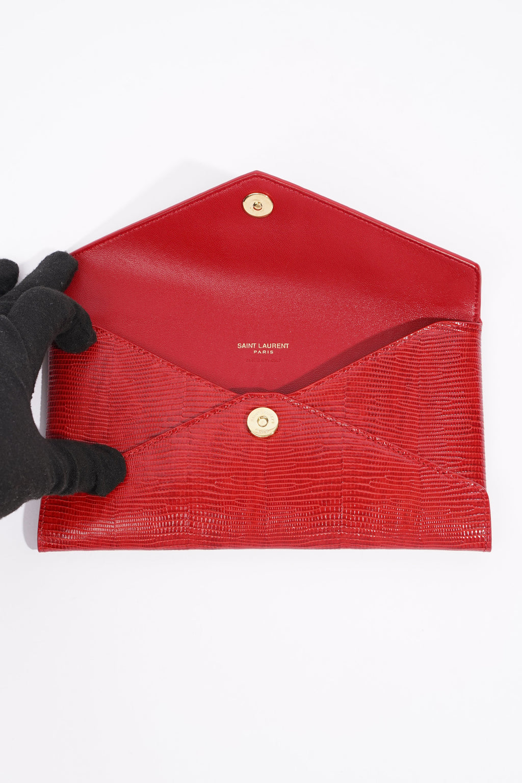 Saint Laurent Envelope Clutch Red Leather
