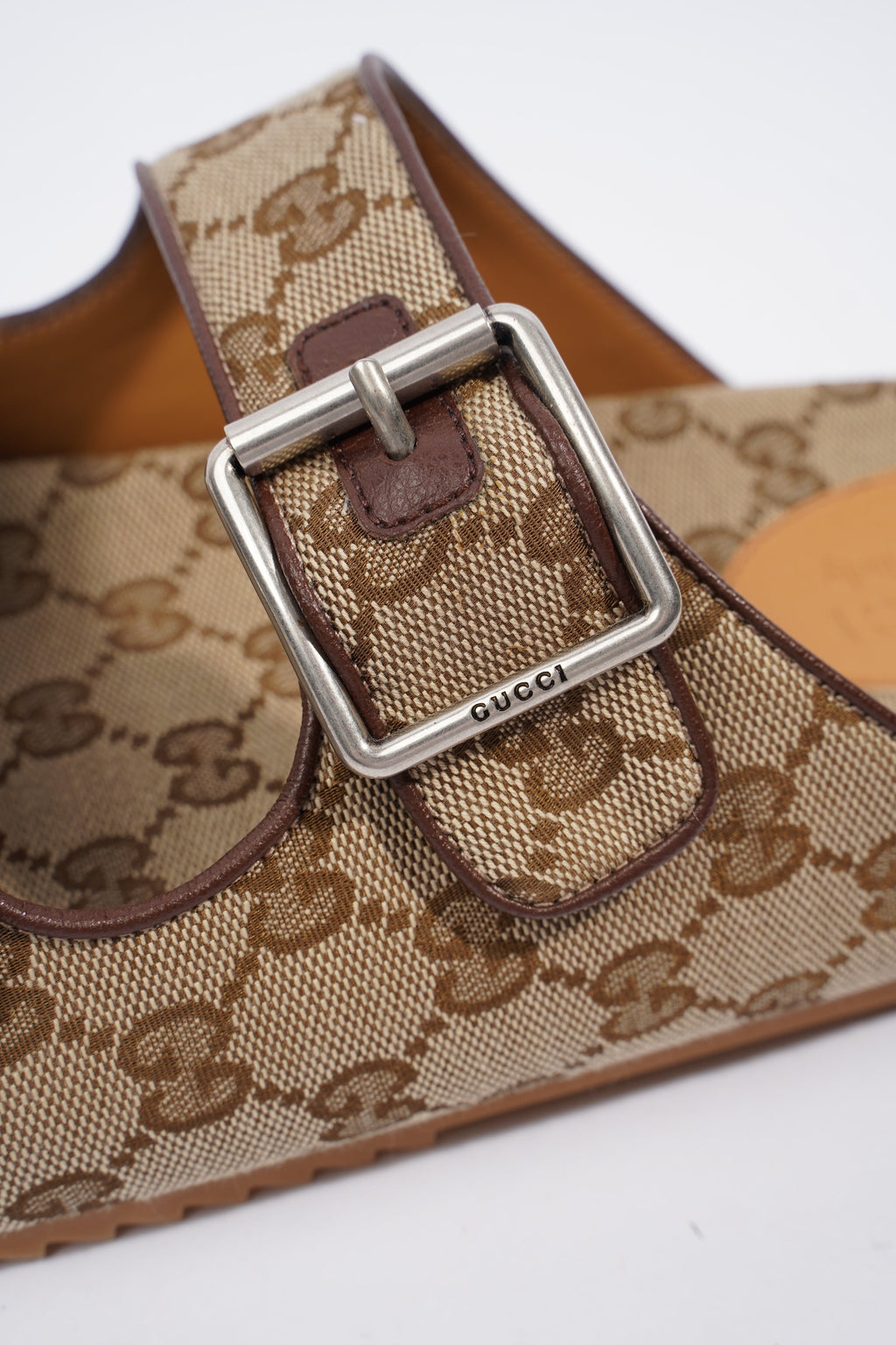 Gucci Slide Sandal With Straps Beige / Ebony EU 46 / UK 12