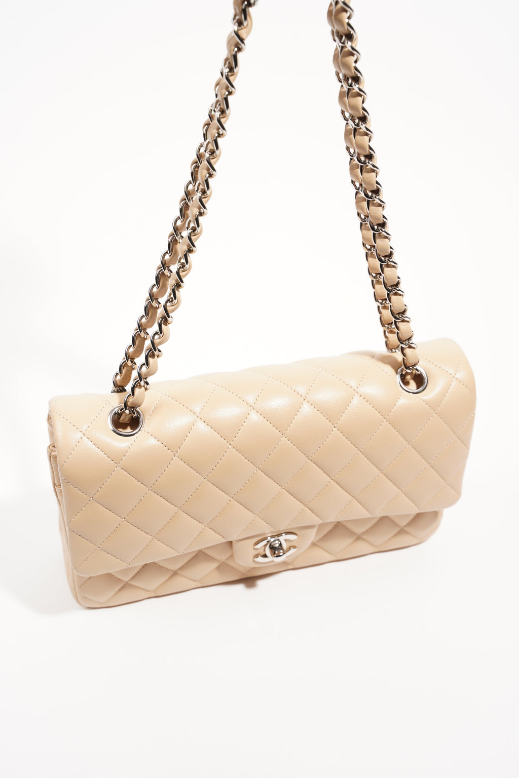 Chanel Womens Classic Flap Beige Medium