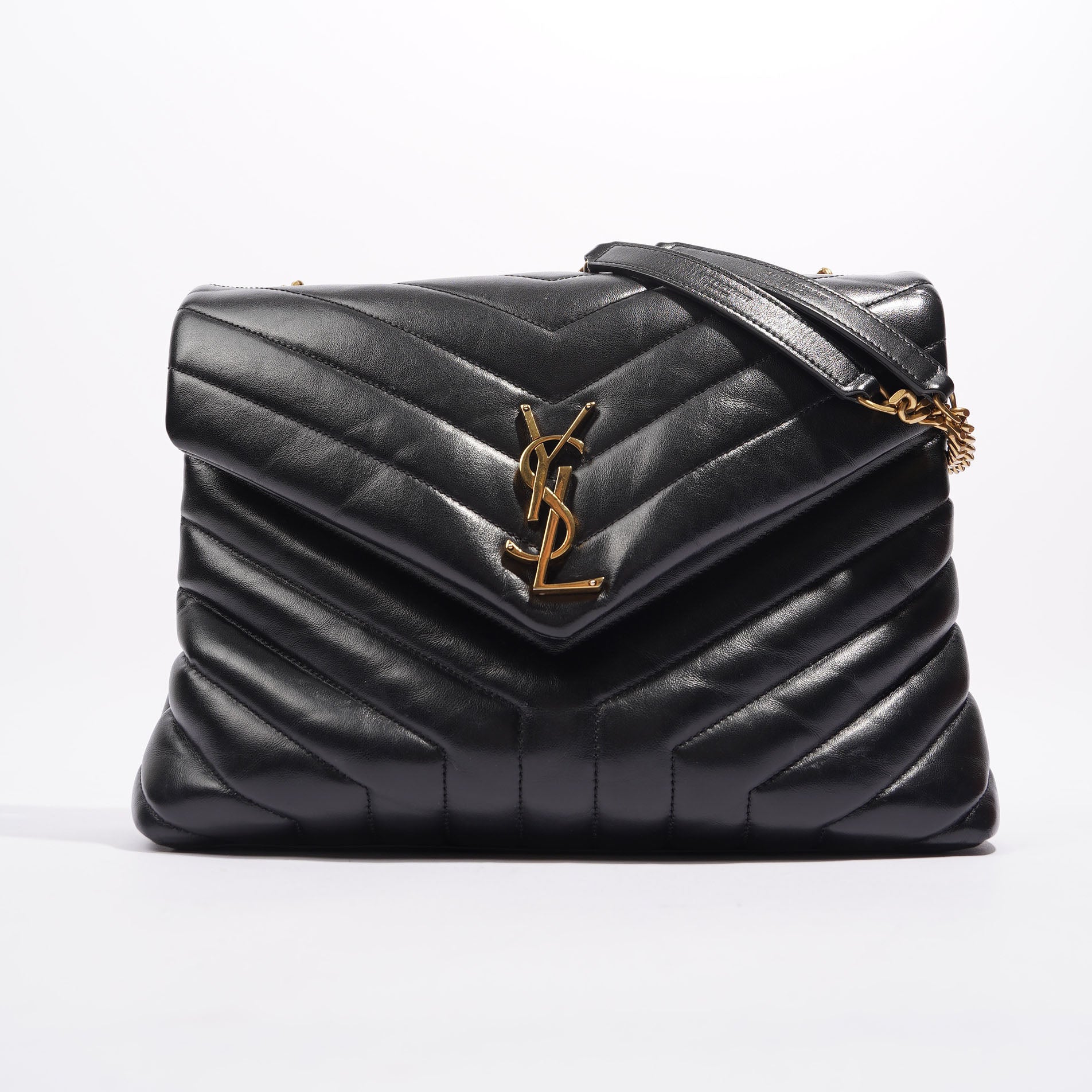Saint Laurent Womens Lou Lou Black / Gold Medium