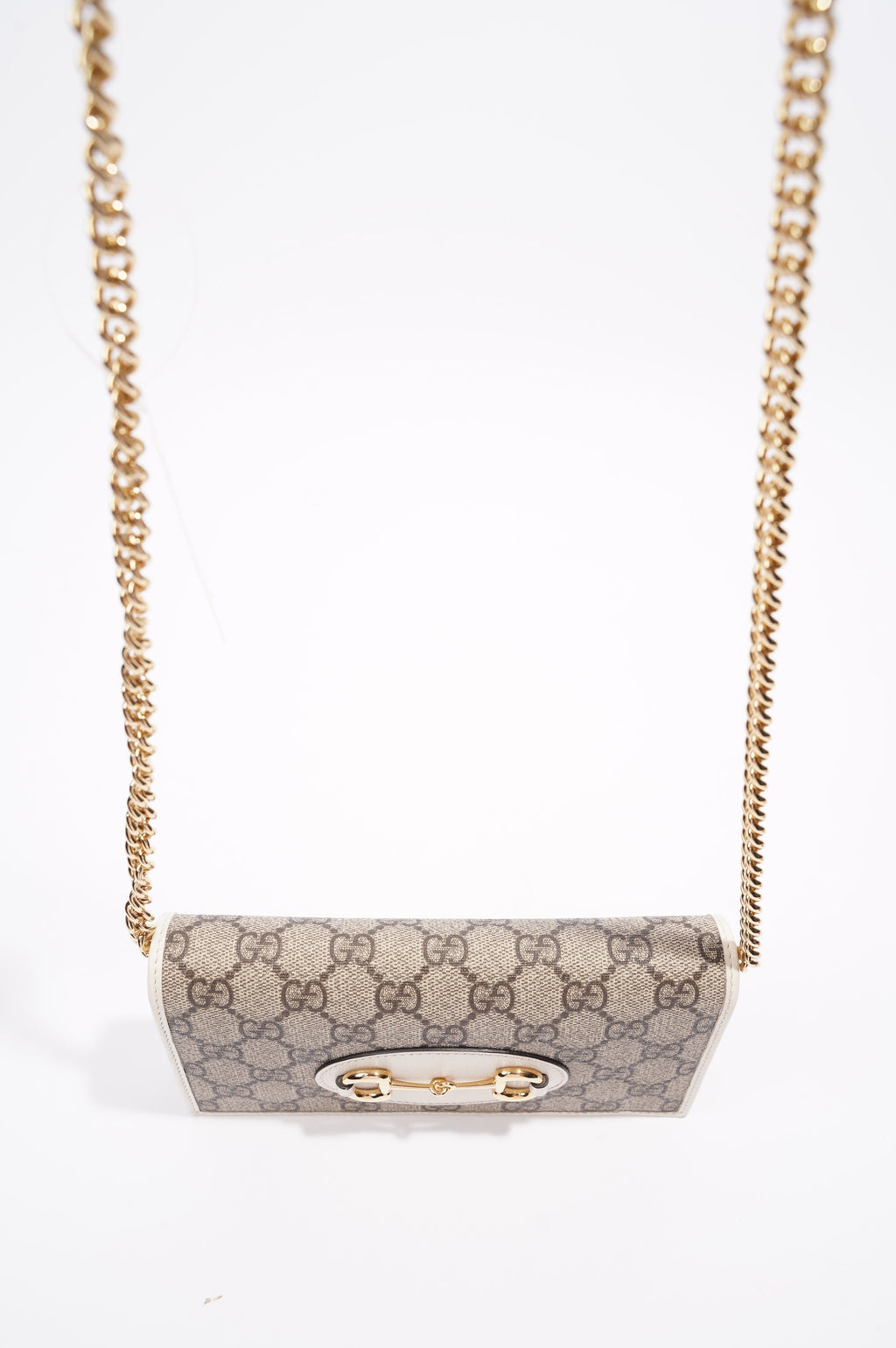 Gucci Womens Horsebit 1955 Wallet With Chain Supreme / White