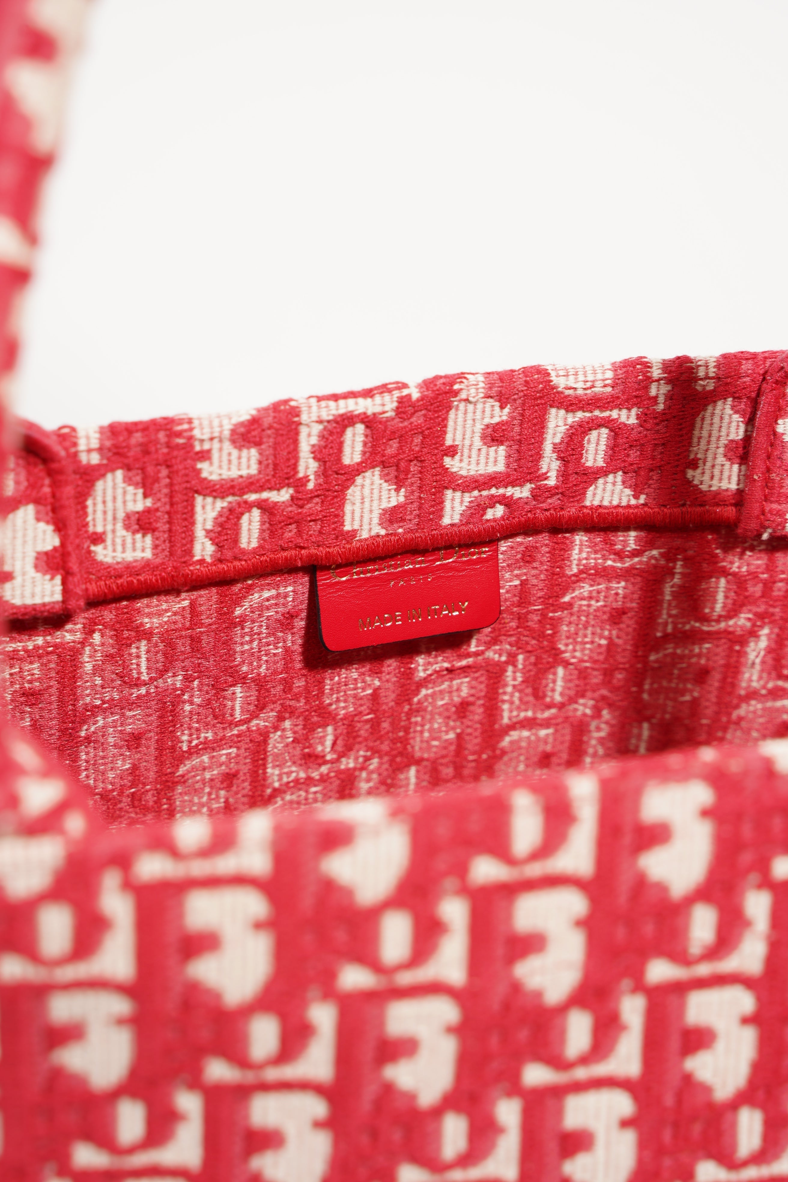 Christian Dior Womens Book Tote Bag Red White Large
