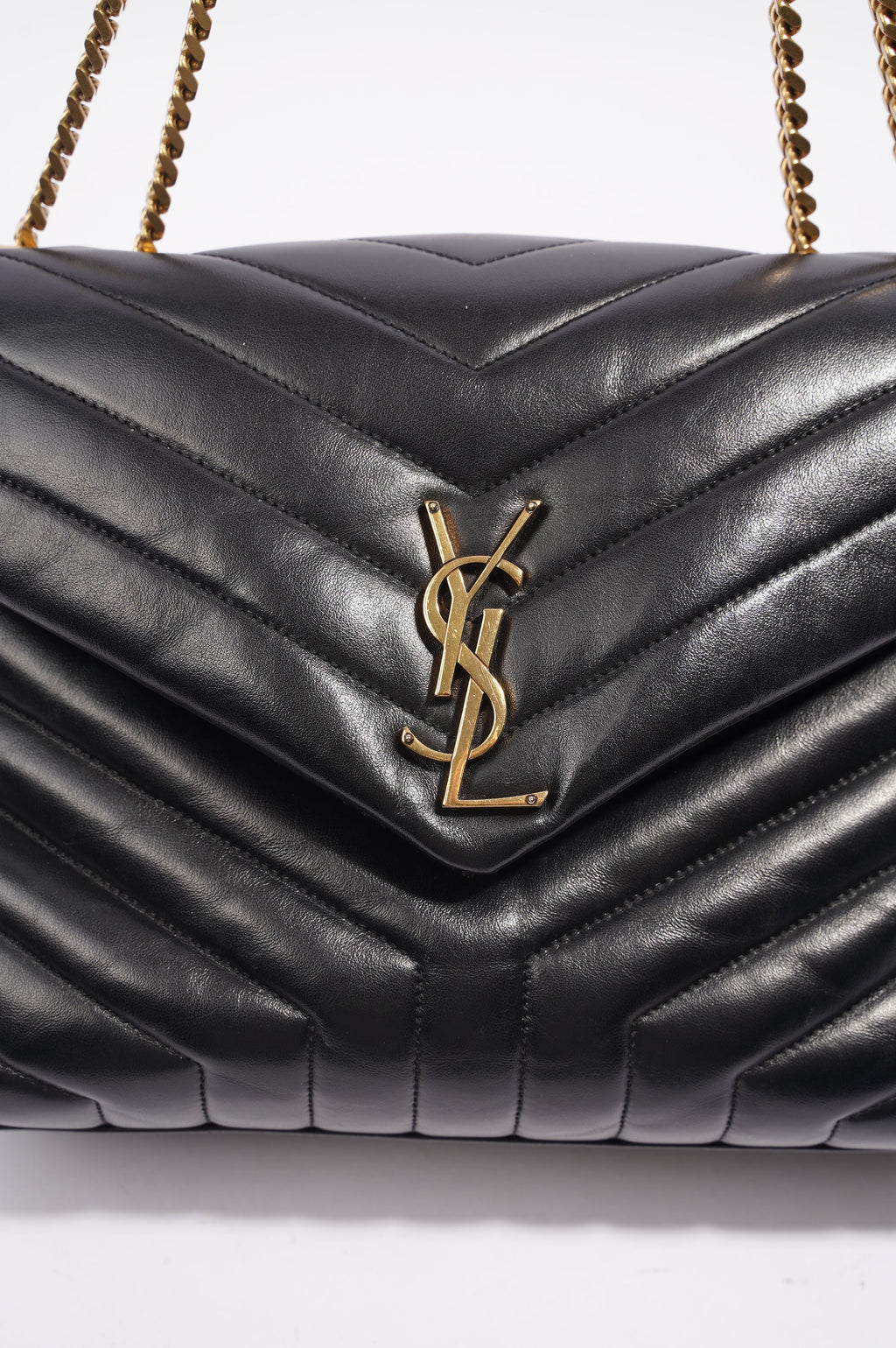 Saint Laurent Womens Lou Lou Black / Gold Medium
