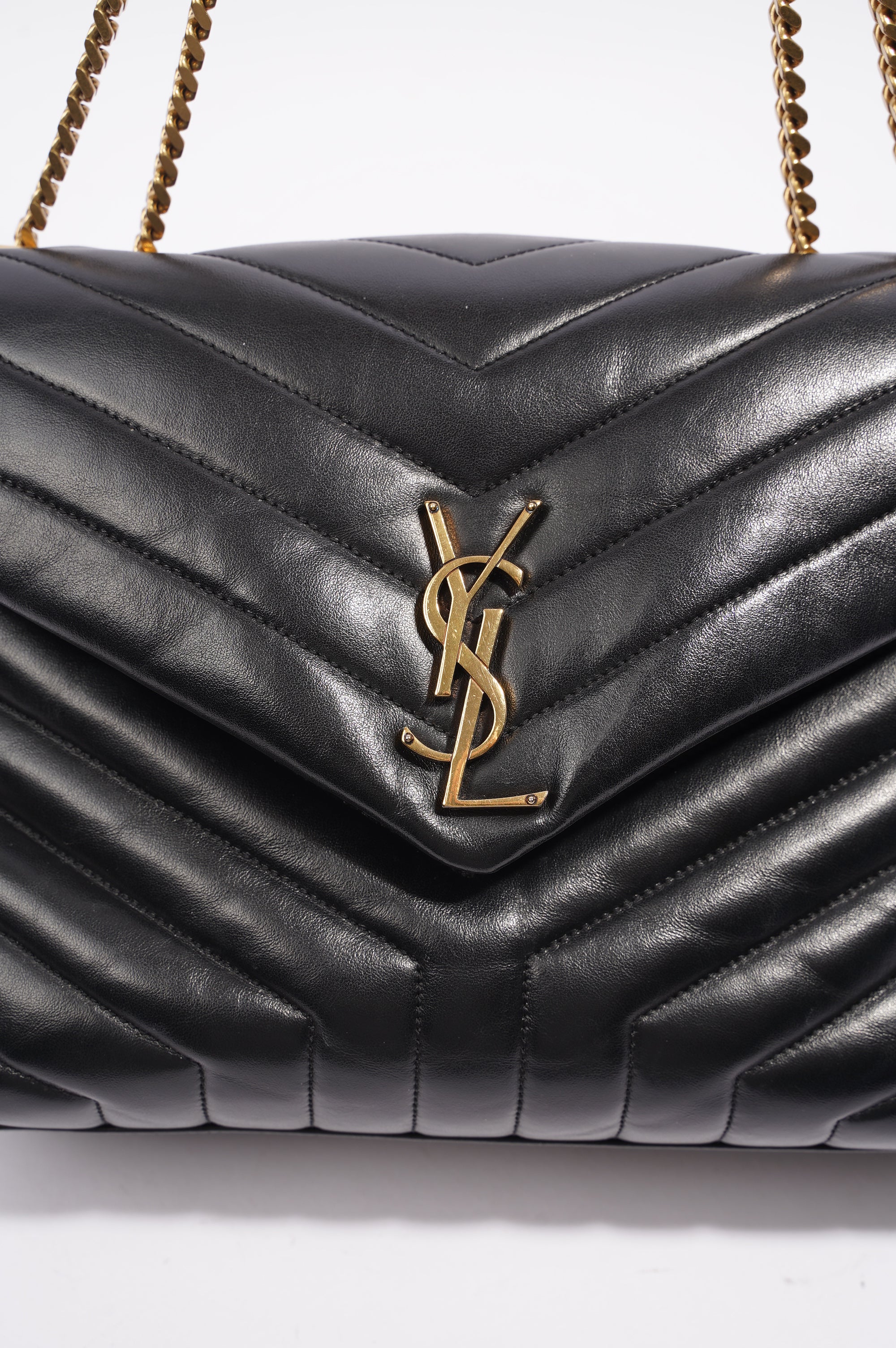 Saint Laurent Womens Lou Lou Black / Gold Medium