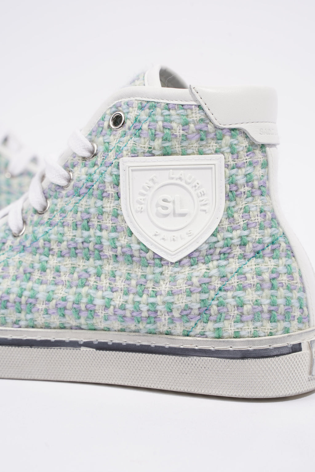 Saint Laurent Womens Malibu Sneaker Green Tweed EU 38 / UK 5