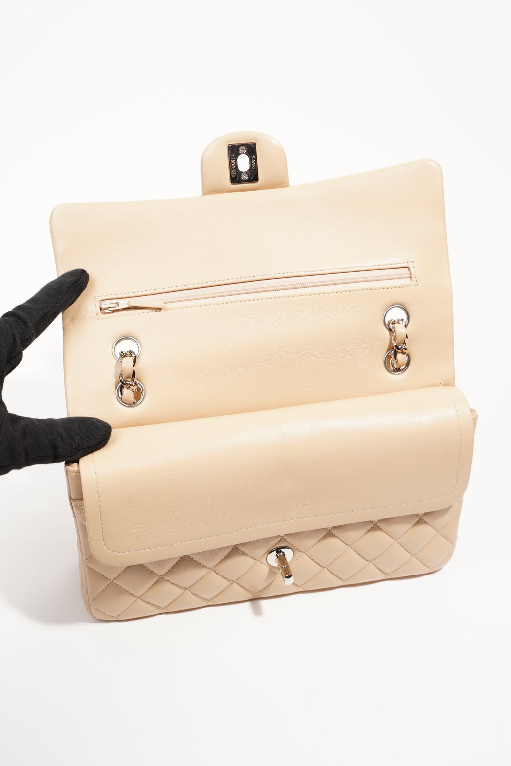 Chanel Womens Classic Flap Beige Medium