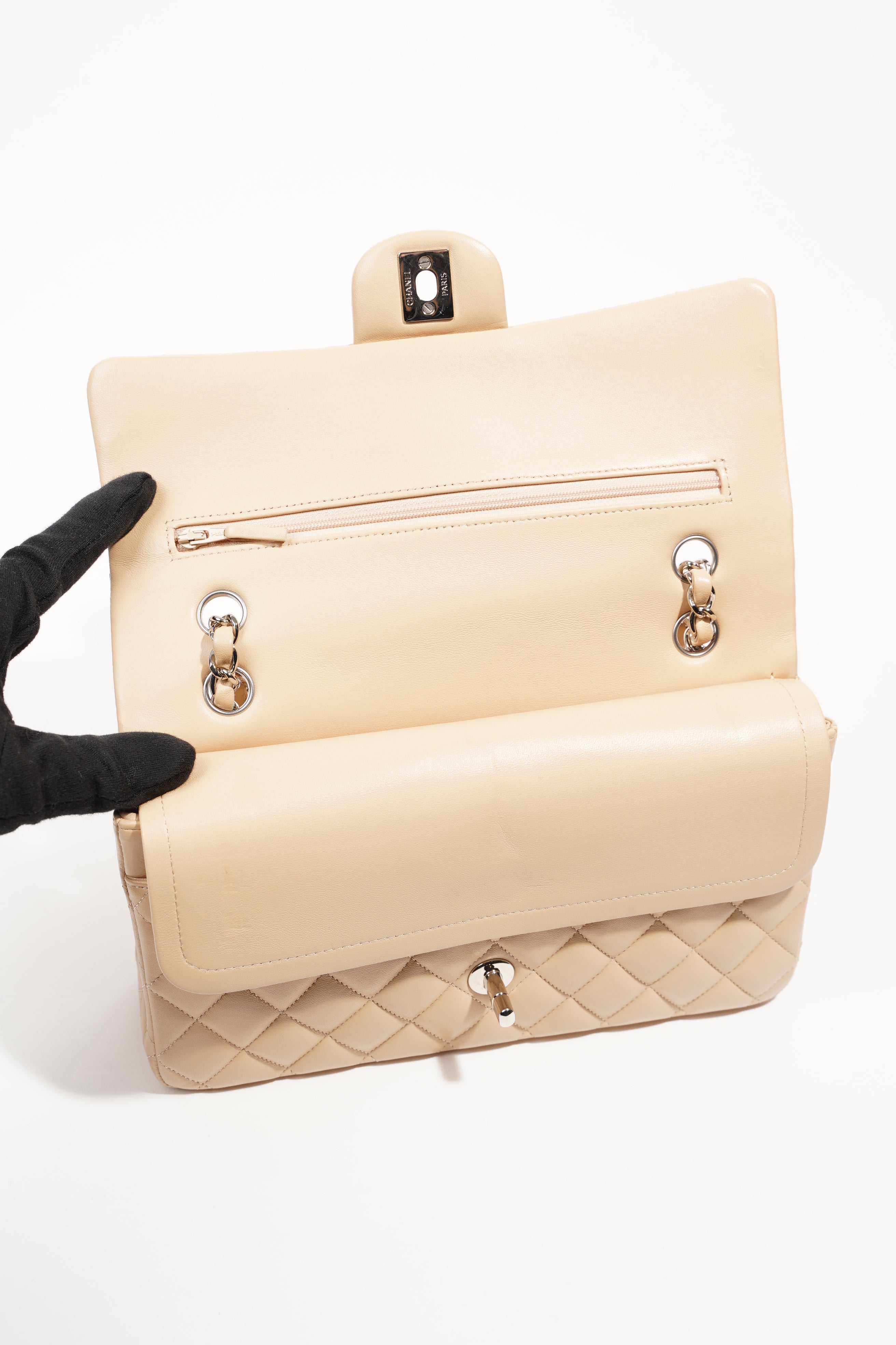 Chanel Womens Classic Flap Beige Medium