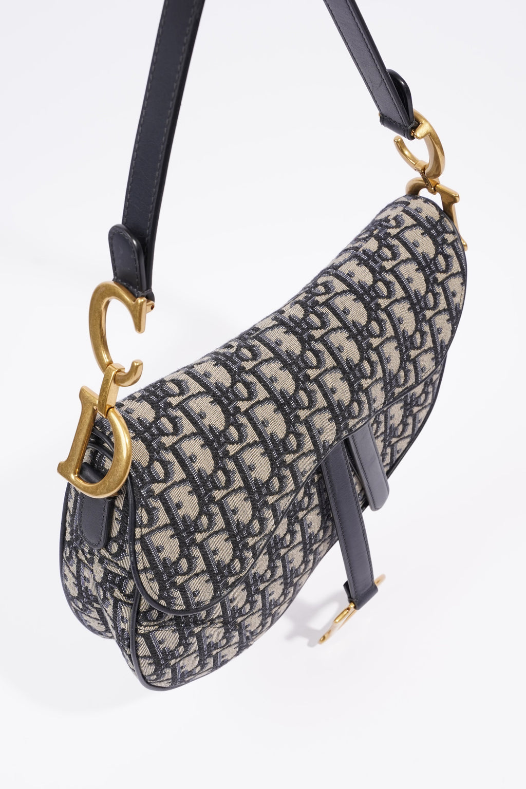 Christian Dior Womens Saddle Bag Oblique Canvas Medium