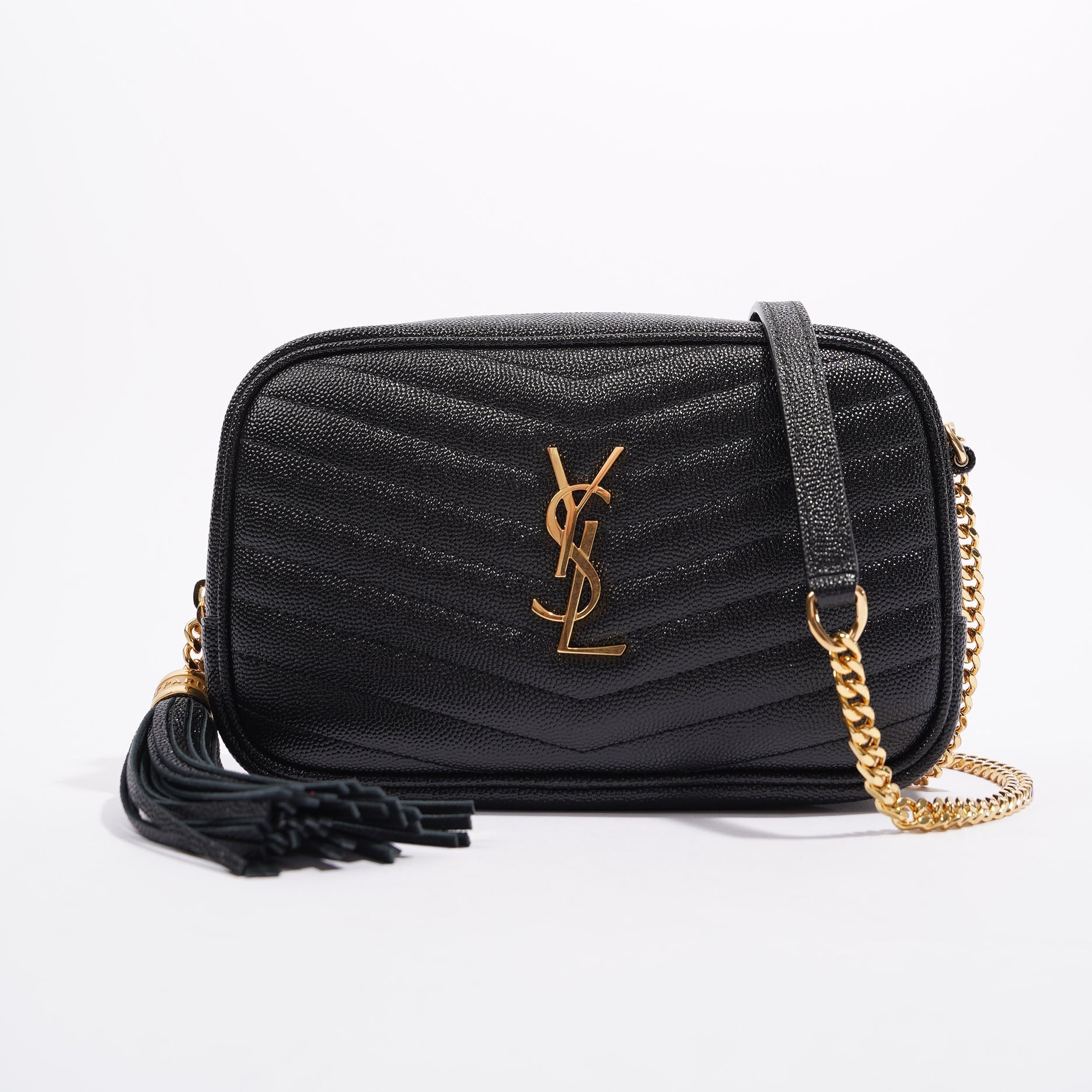 Saint Laurent Womens Lou Mini Bag Black / Gold
