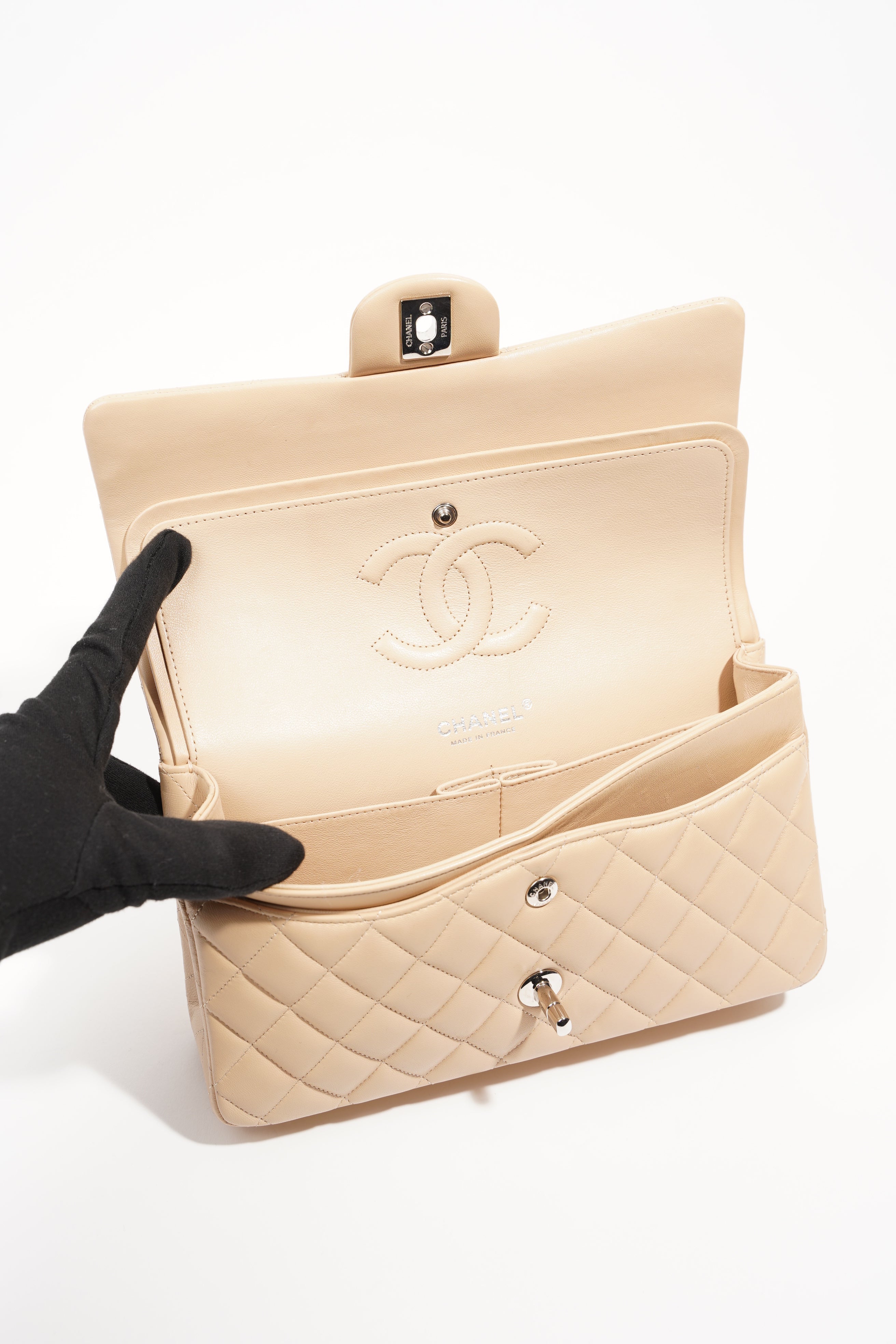 Chanel Womens Classic Flap Beige Medium