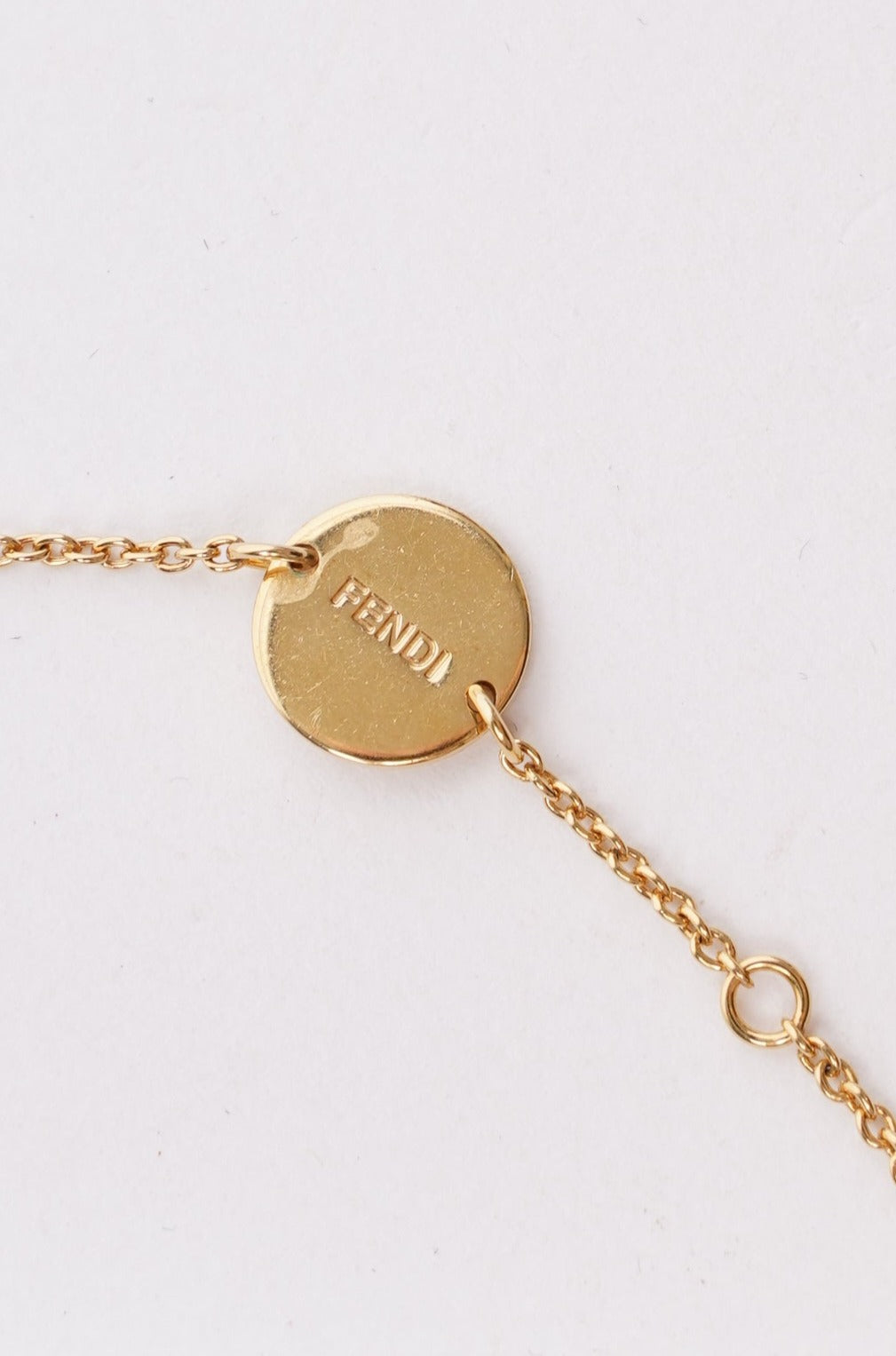Fendi Womens Fendi Logo Bracelet Golden Finish Brass