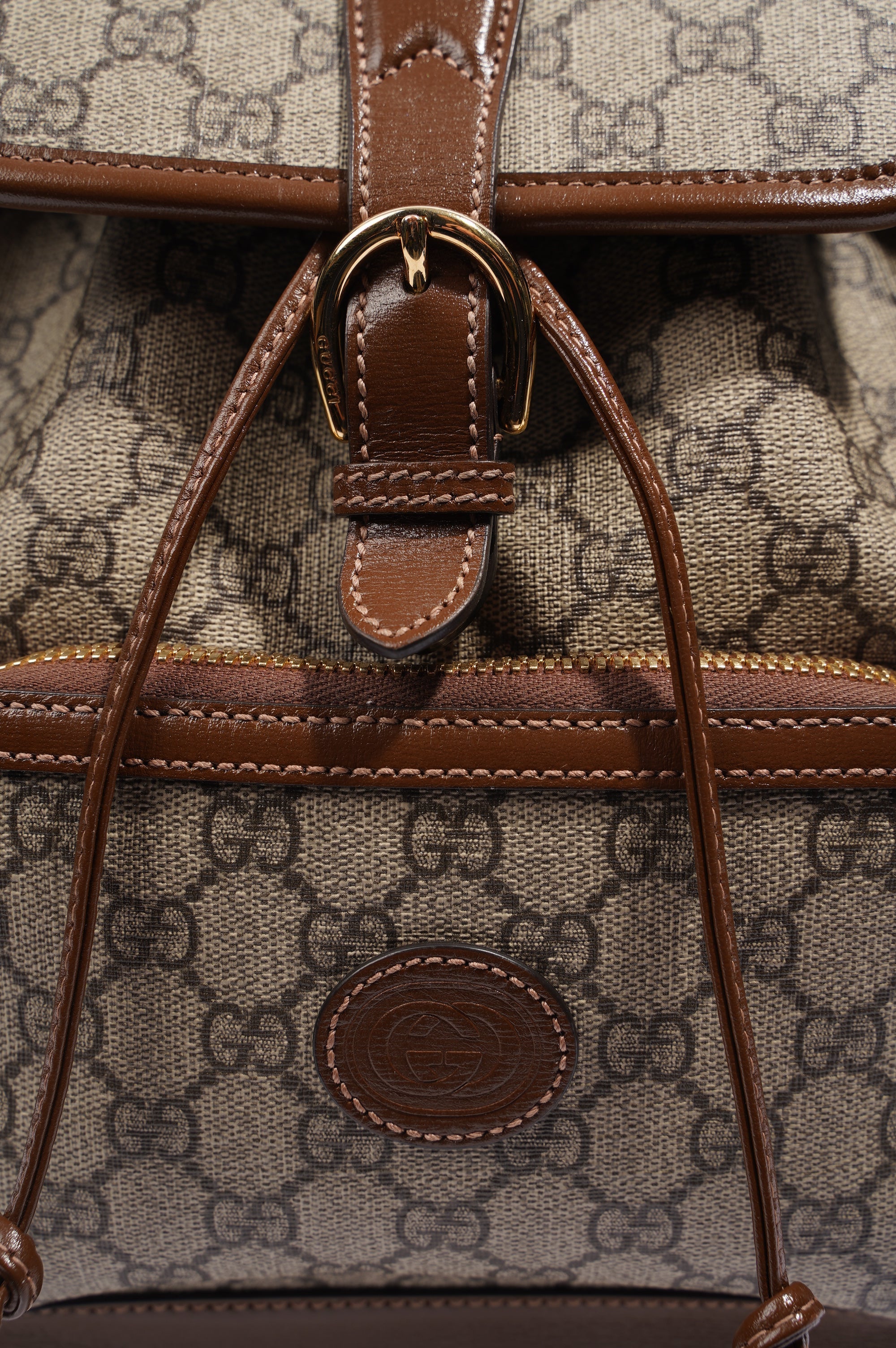 Gucci Womens GG Supreme Backpack Brown