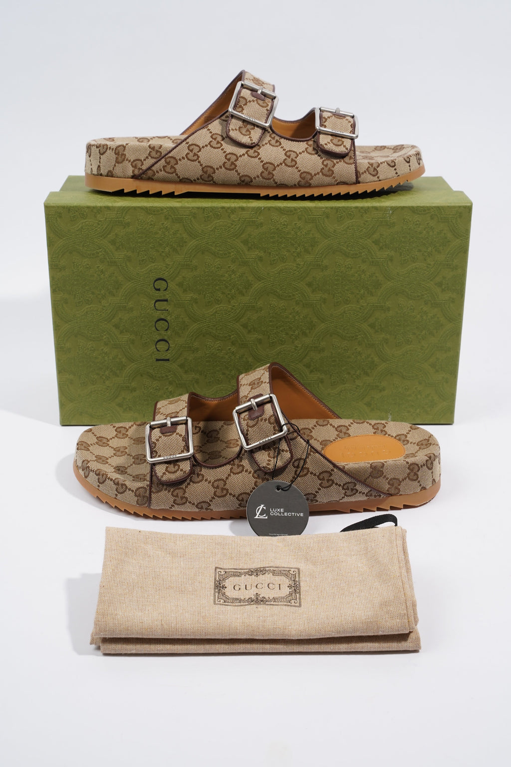 Gucci Slide Sandal With Straps Beige / Ebony EU 46 / UK 12