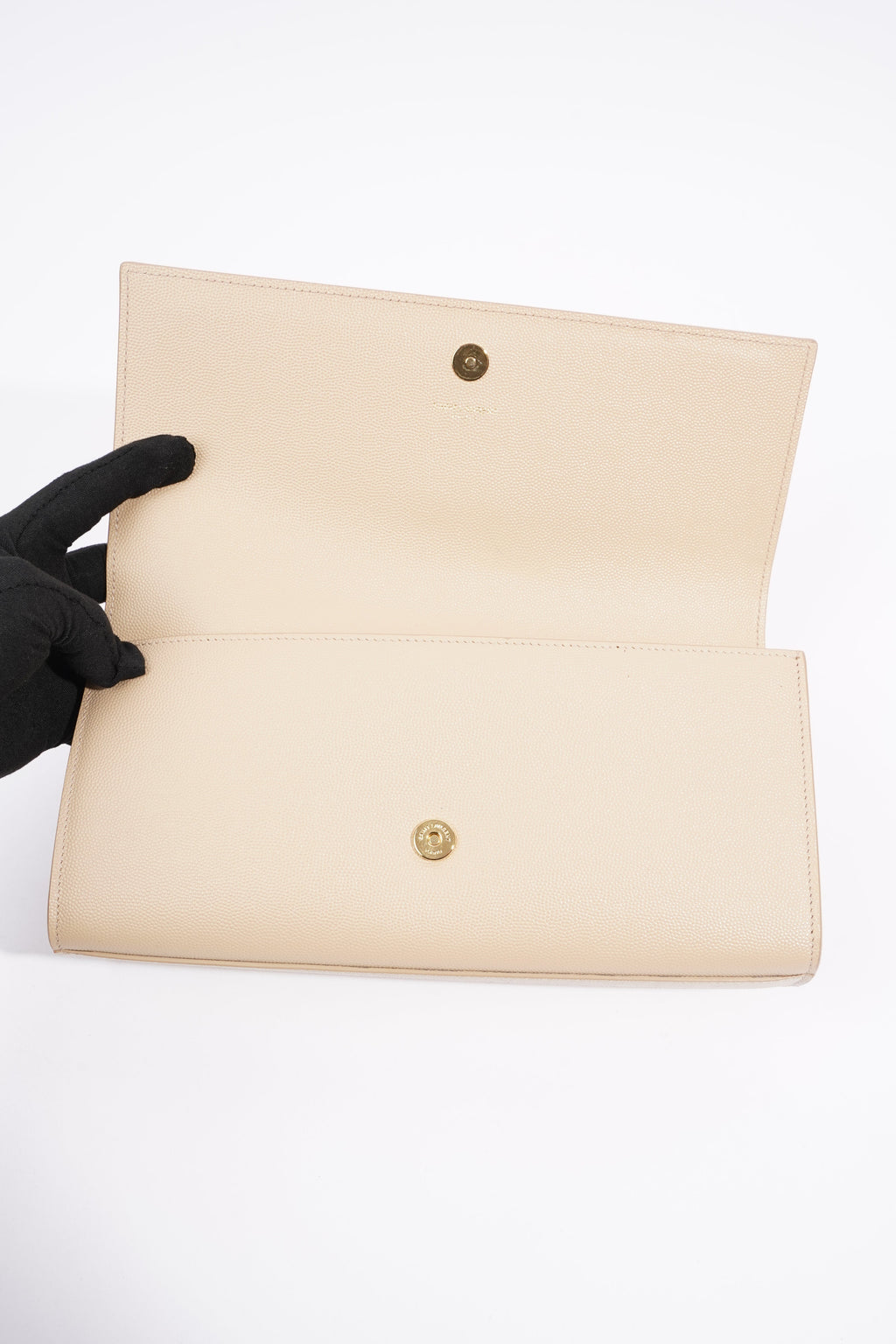 Saint Laurent Kate Clutch Cream Leather
