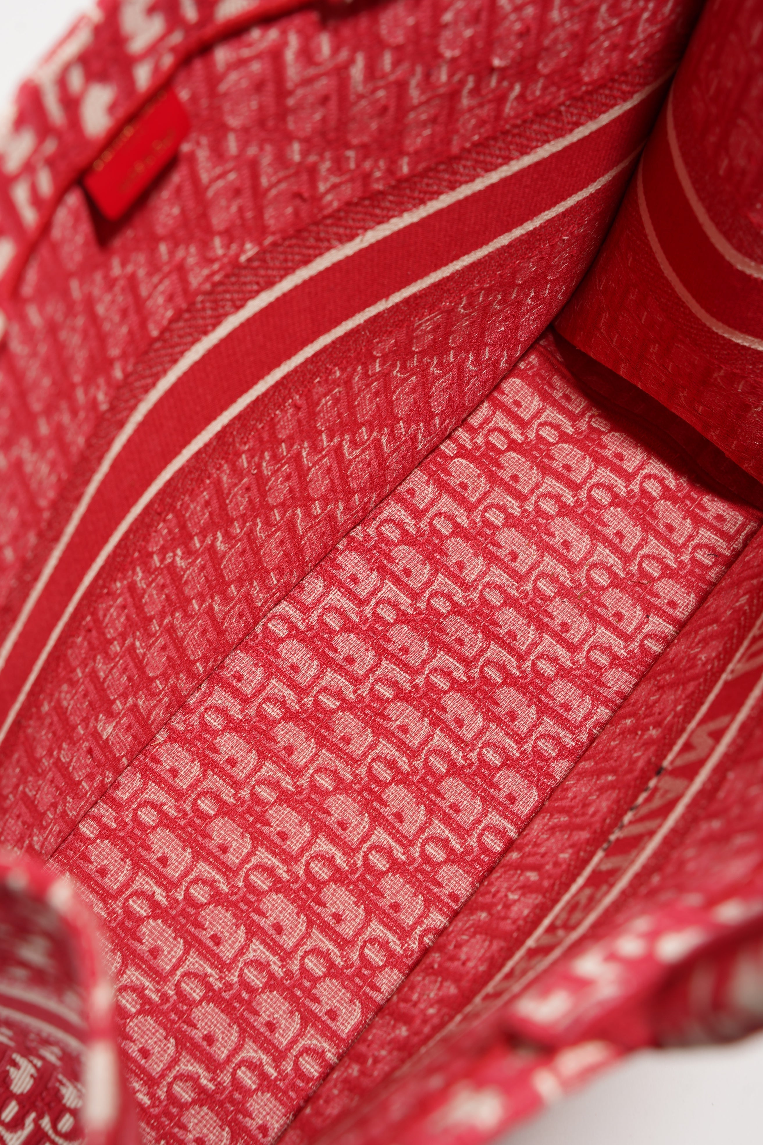 Christian Dior Womens Book Tote Bag Red White Large