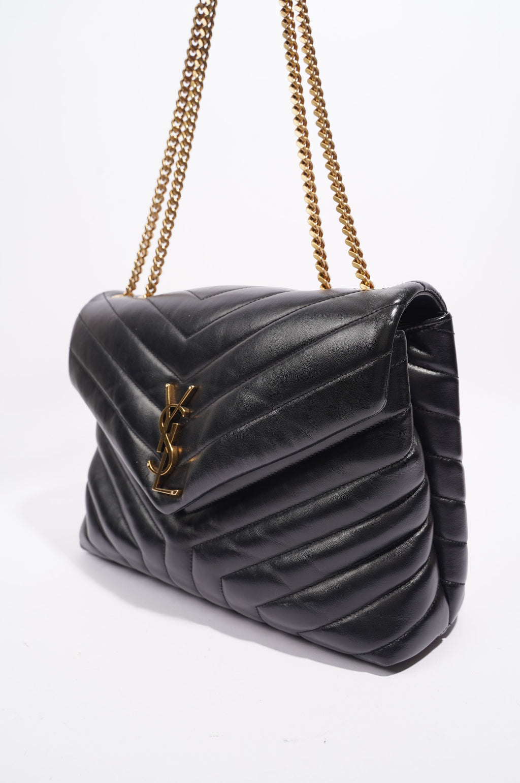 Saint Laurent Womens Lou Lou Black / Gold Medium