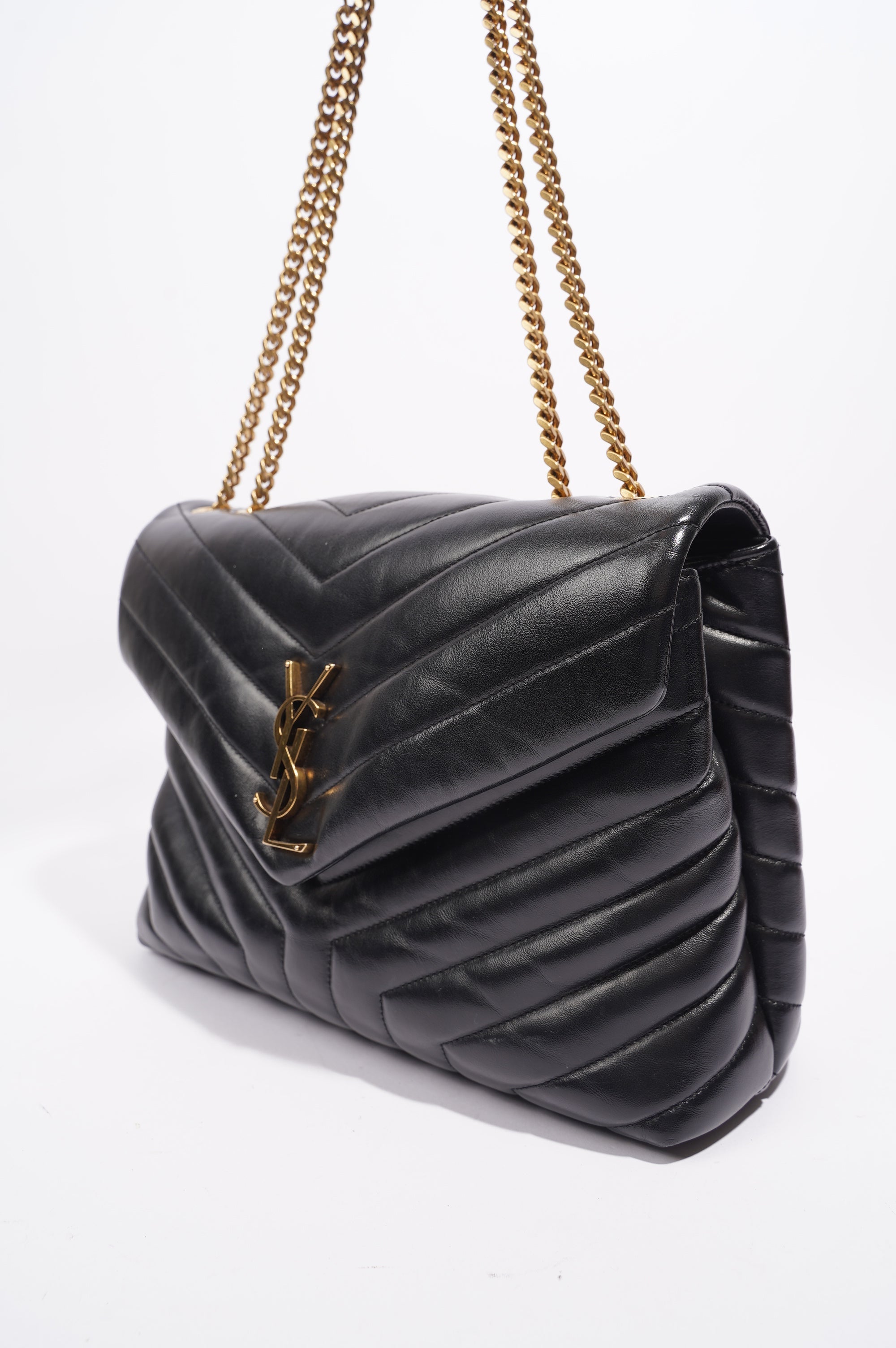 Saint Laurent Womens Lou Lou Black / Gold Medium
