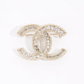 Chanel CC Brooch Gold Finish Rhinestones