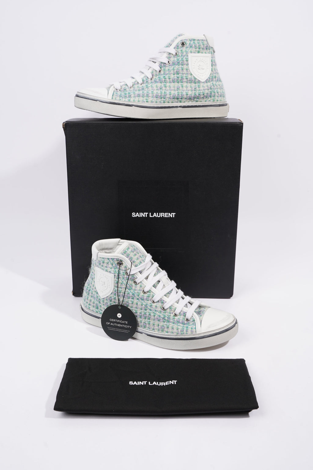 Saint Laurent Womens Malibu Sneaker Green Tweed EU 38 / UK 5