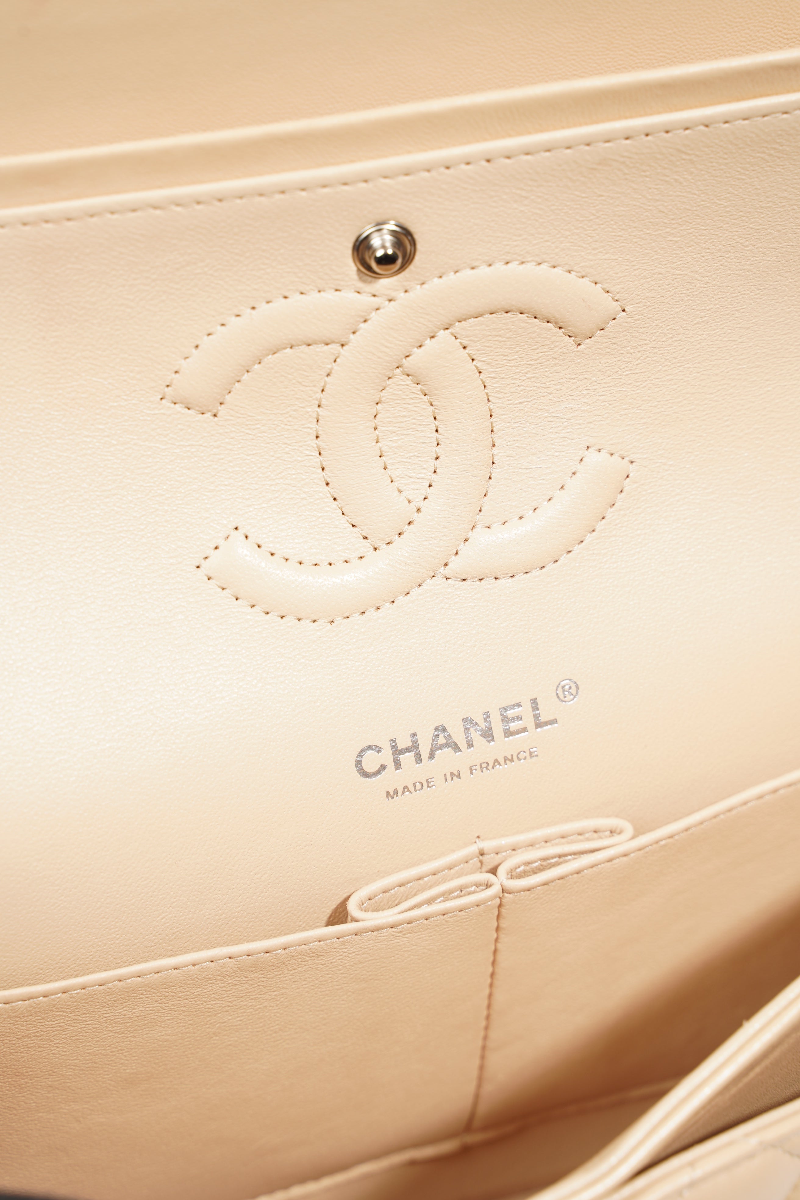 Chanel Womens Classic Flap Beige Medium