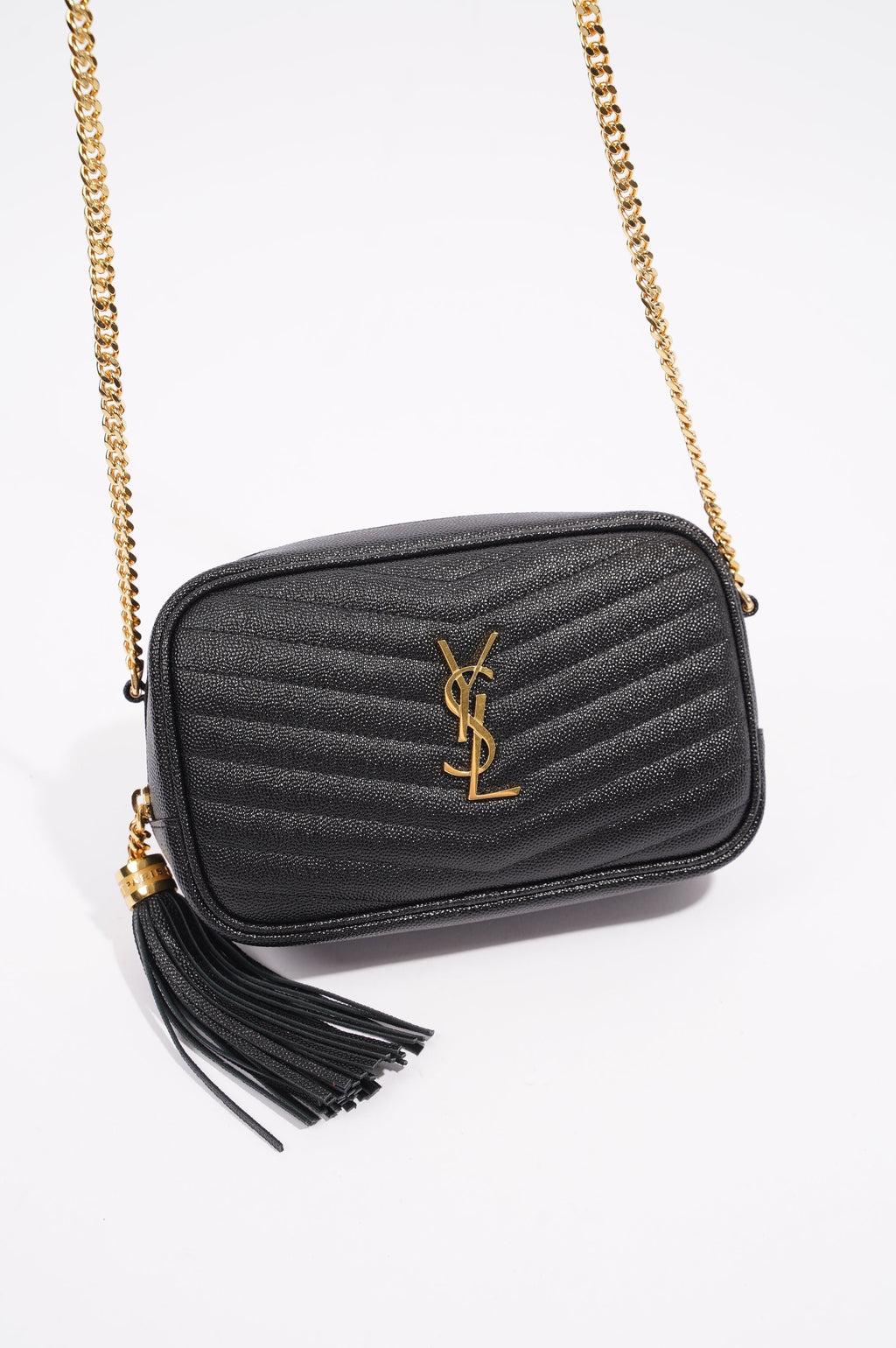 Saint Laurent Womens Lou Mini Bag Black / Gold