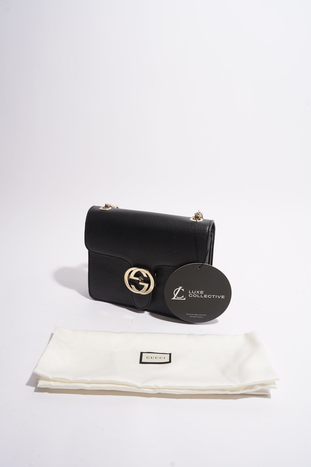 Gucci Womens Interlocking Bag Black / Gold Small