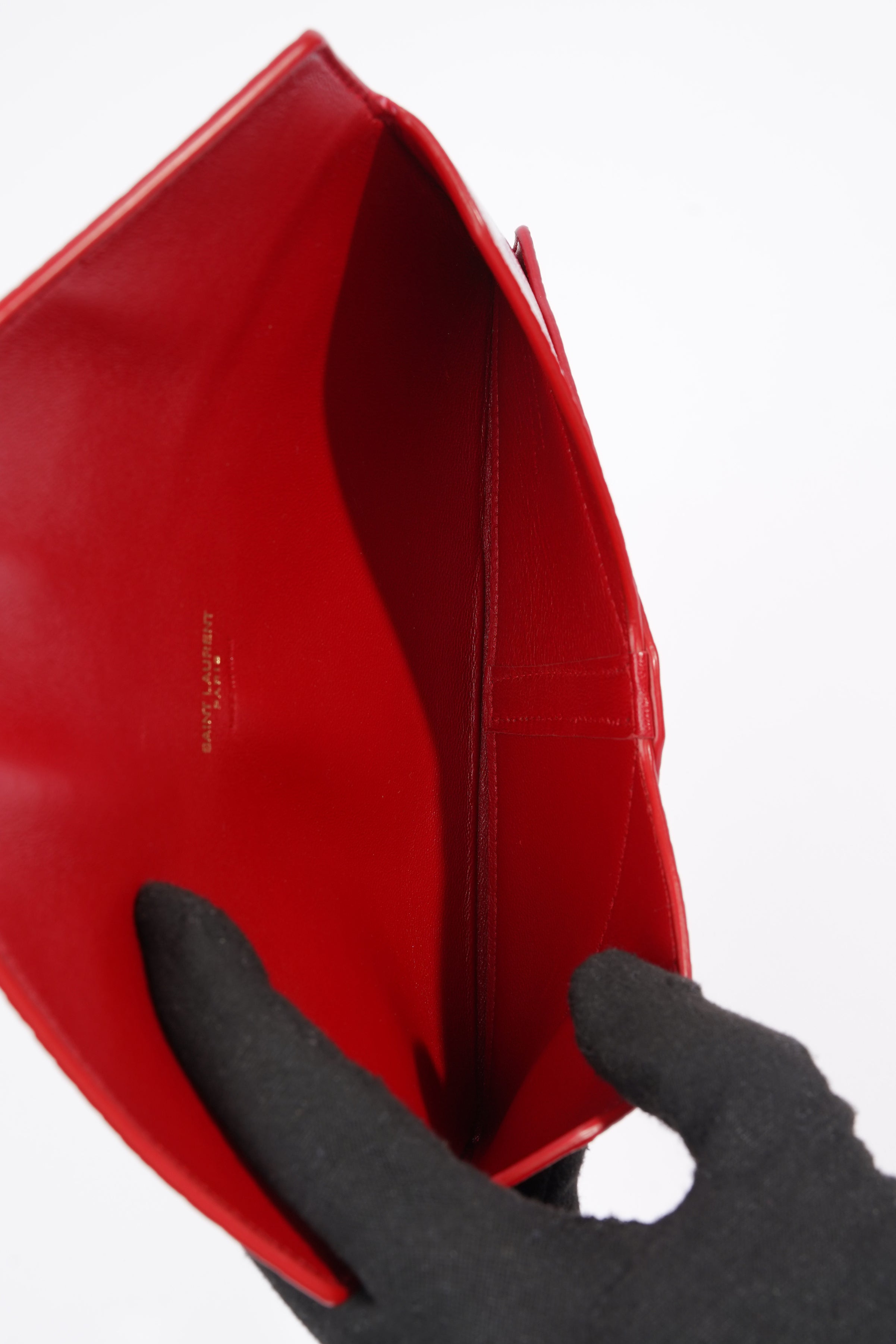 Saint Laurent Envelope Clutch Red Leather