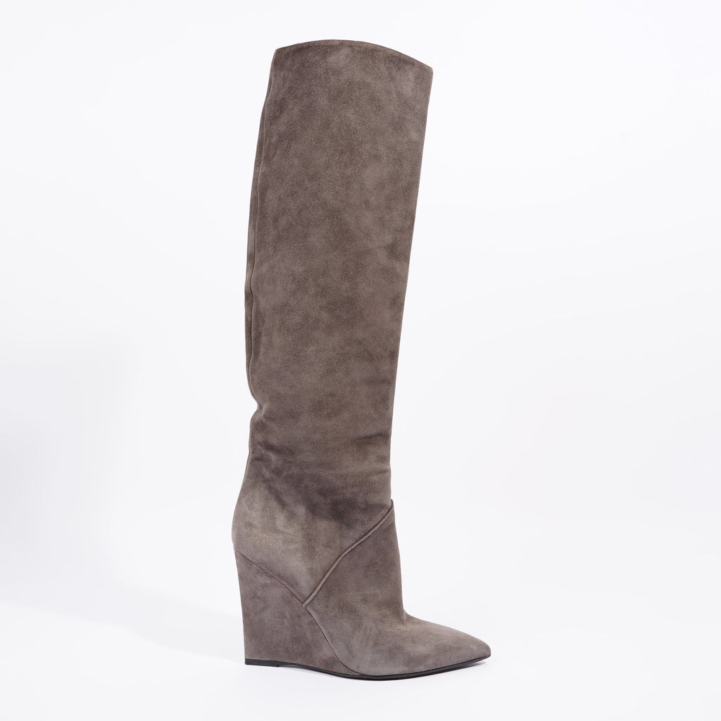 Saint Laurent Womens Knee High Boot Brown Suede EU 38 / UK 5