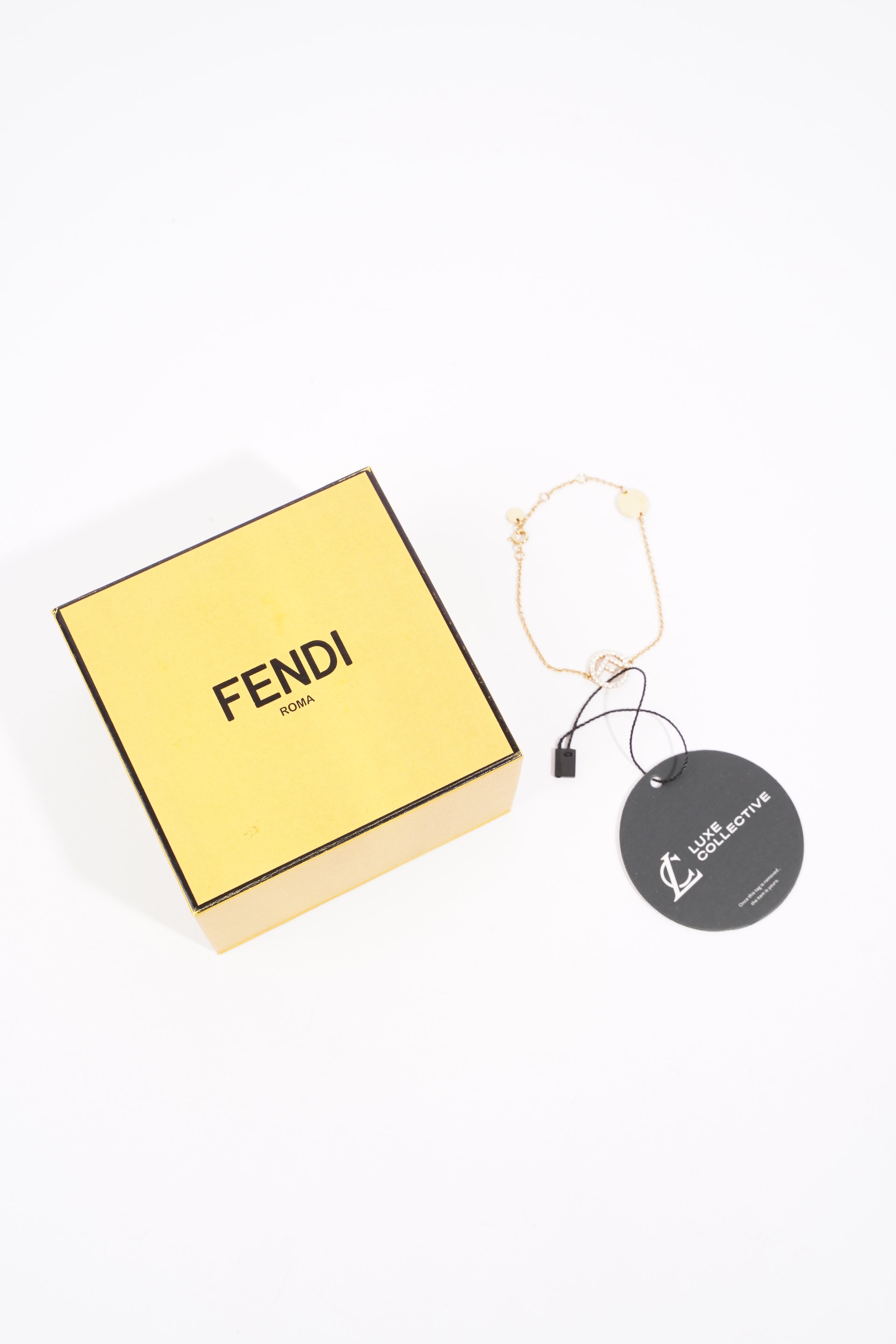 Fendi Womens Fendi Logo Bracelet Golden Finish Brass