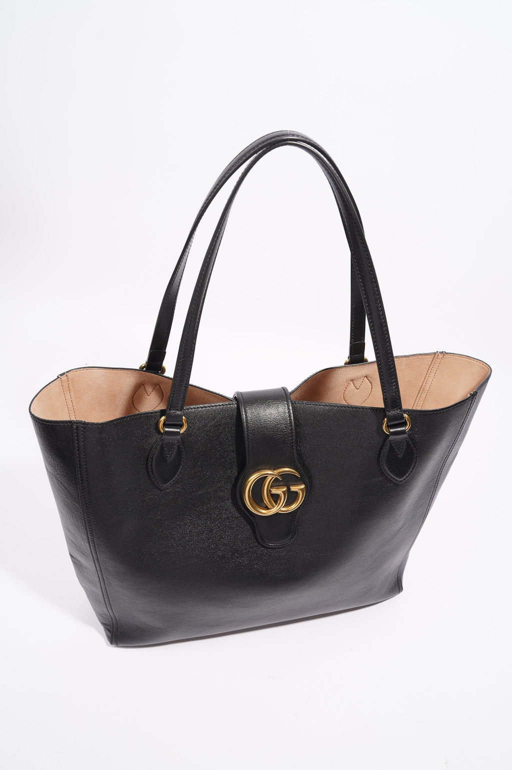 Gucci Dahlia Double G Tote Black Leather Medium