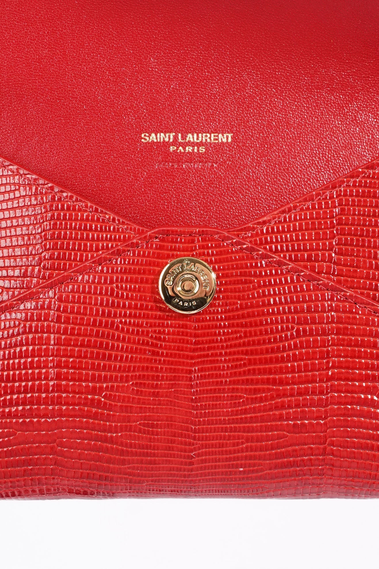 Saint Laurent Envelope Clutch Red Leather