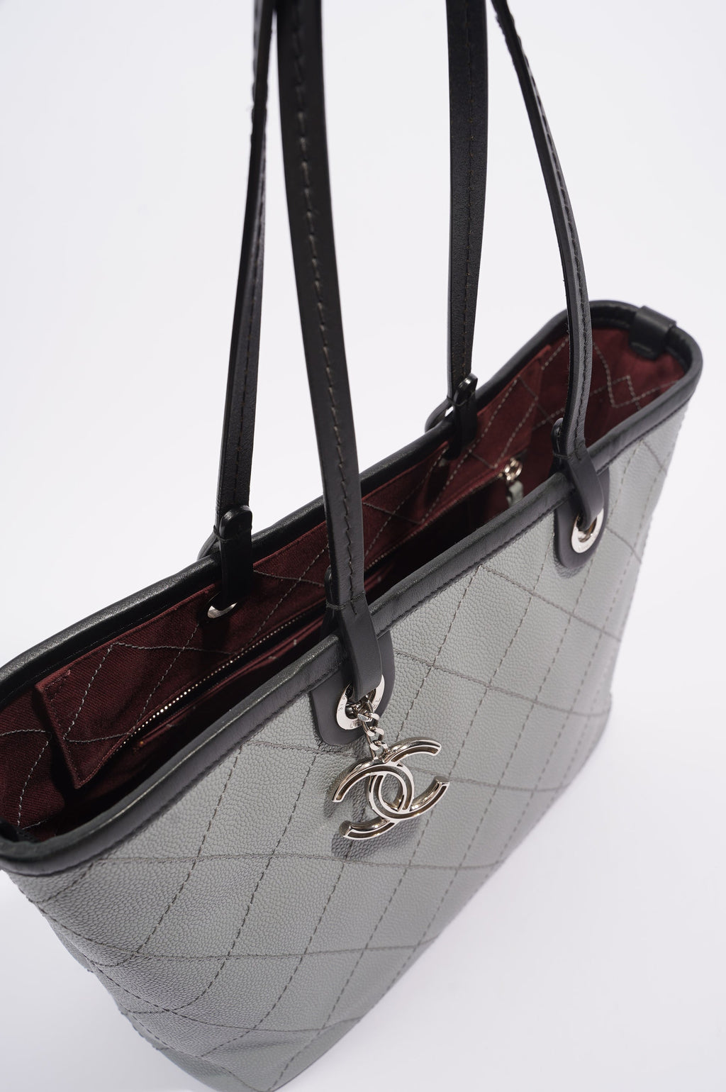 Chanel Womens Fever Shopping Tote Grey Caviar