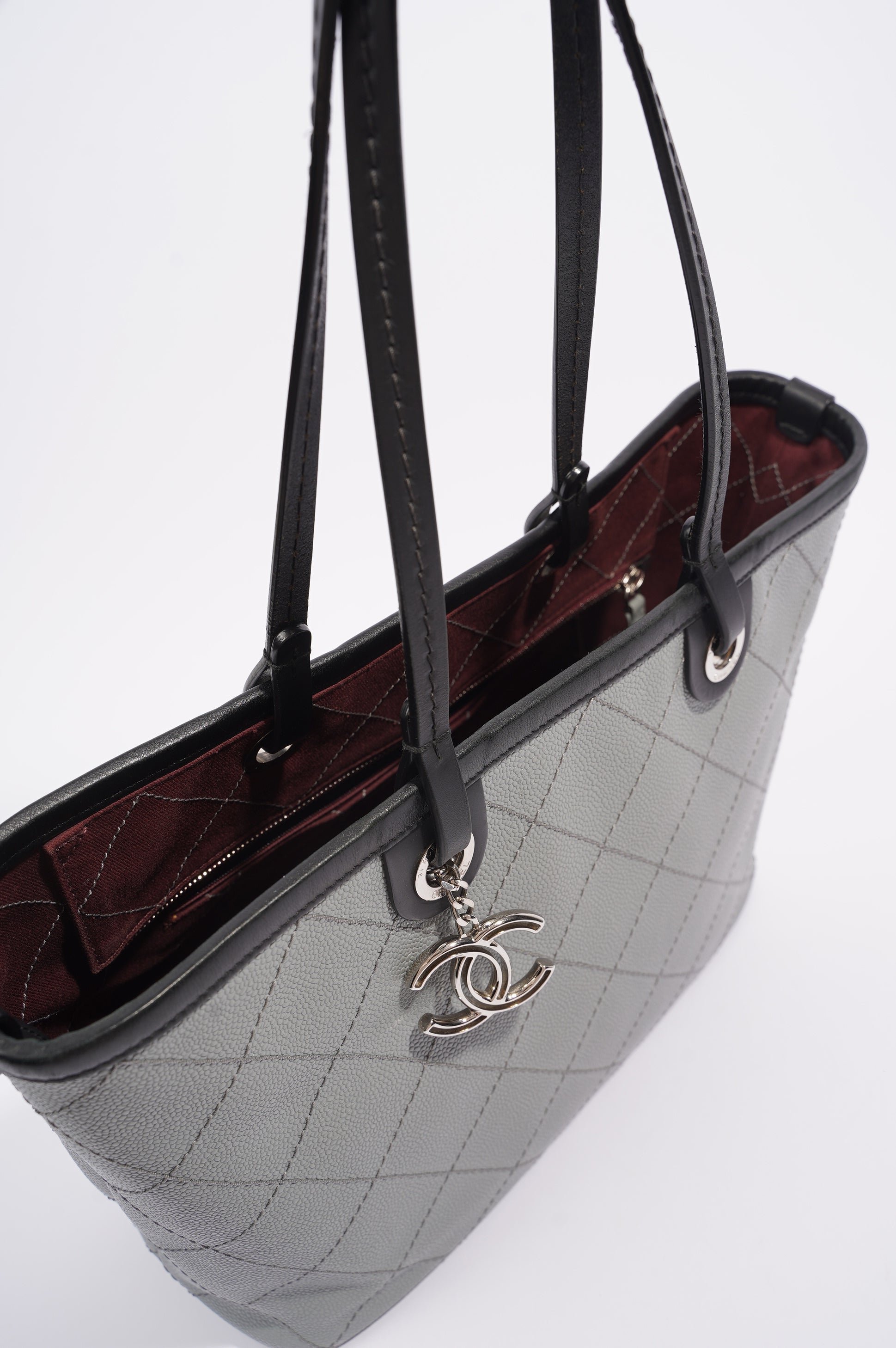 Chanel Womens Fever Shopping Tote Grey Caviar
