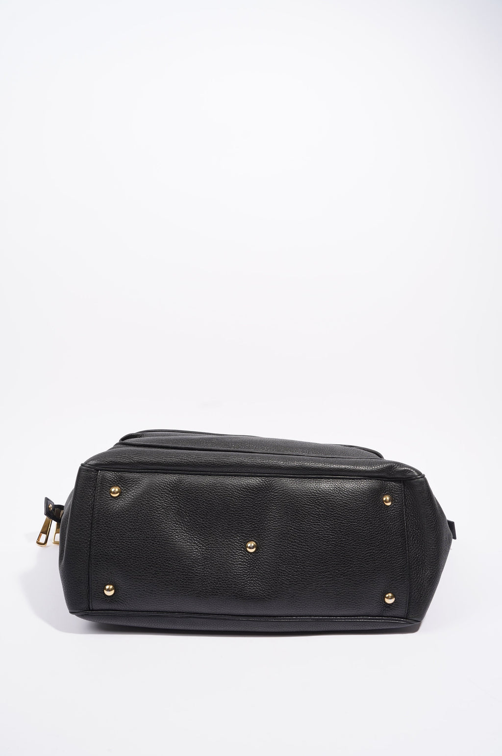 Gucci Womens 1973 Leather Top Handle Black / Gold