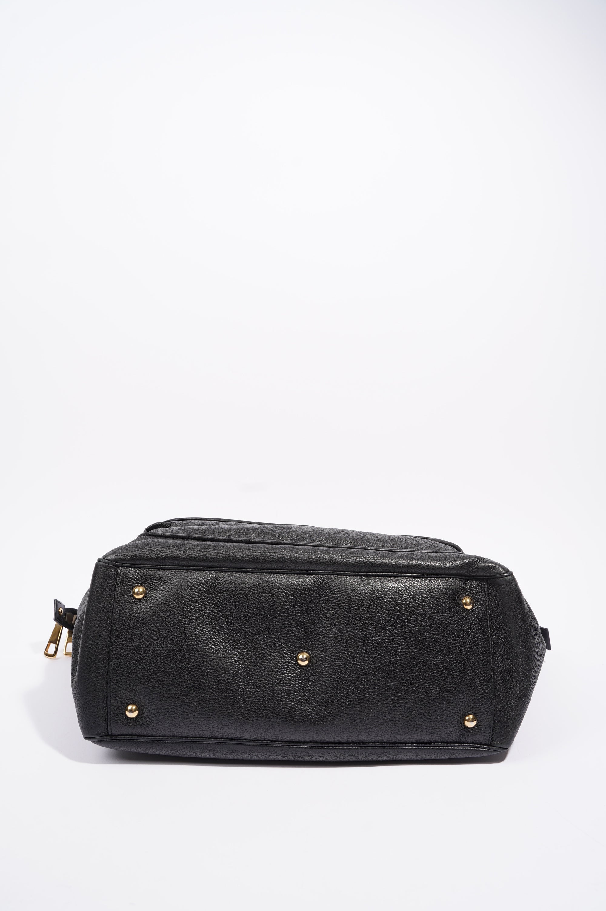 Gucci Womens 1973 Leather Top Handle Black / Gold