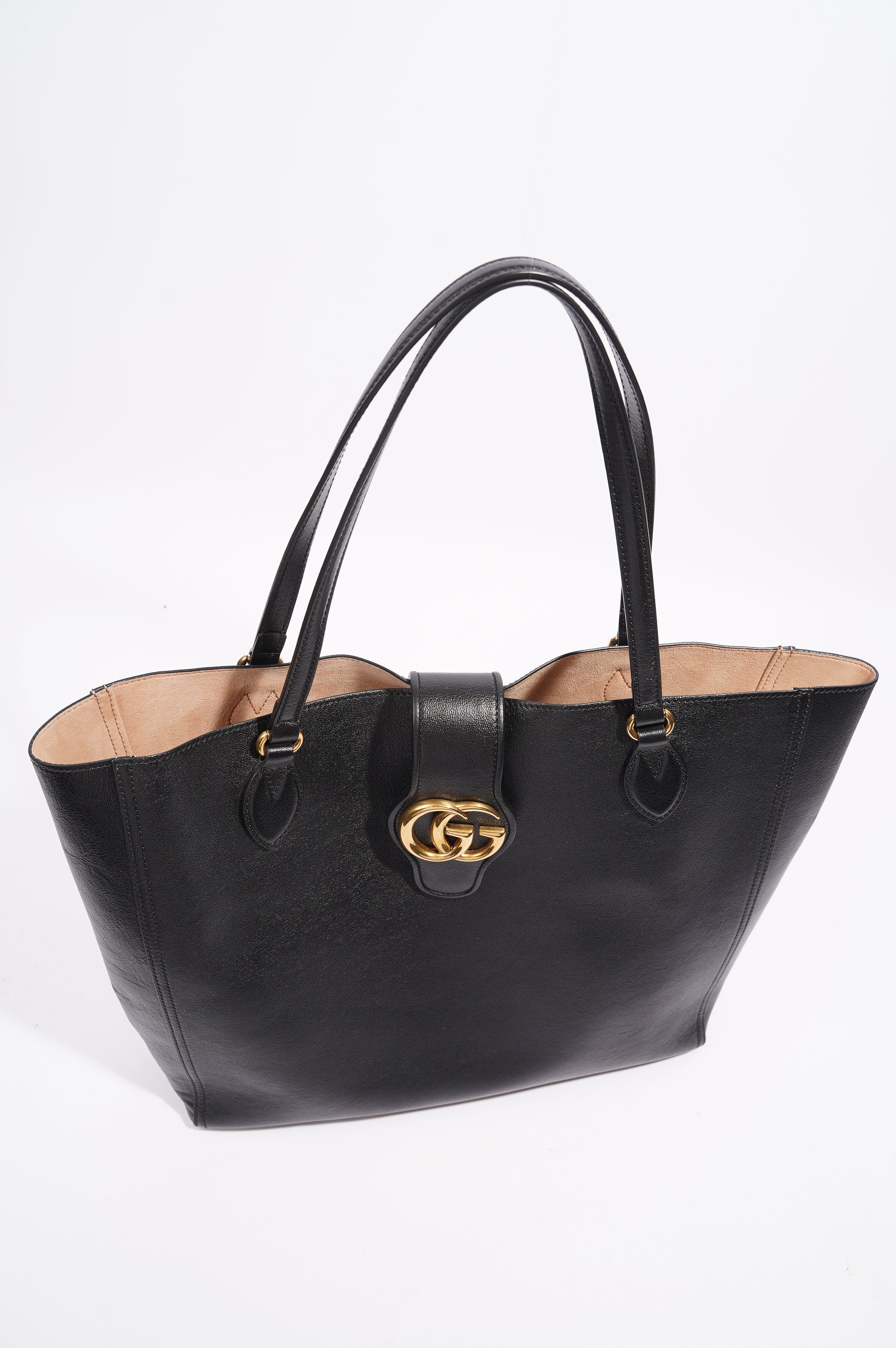 Gucci Dahlia Double G Tote Black Leather Medium