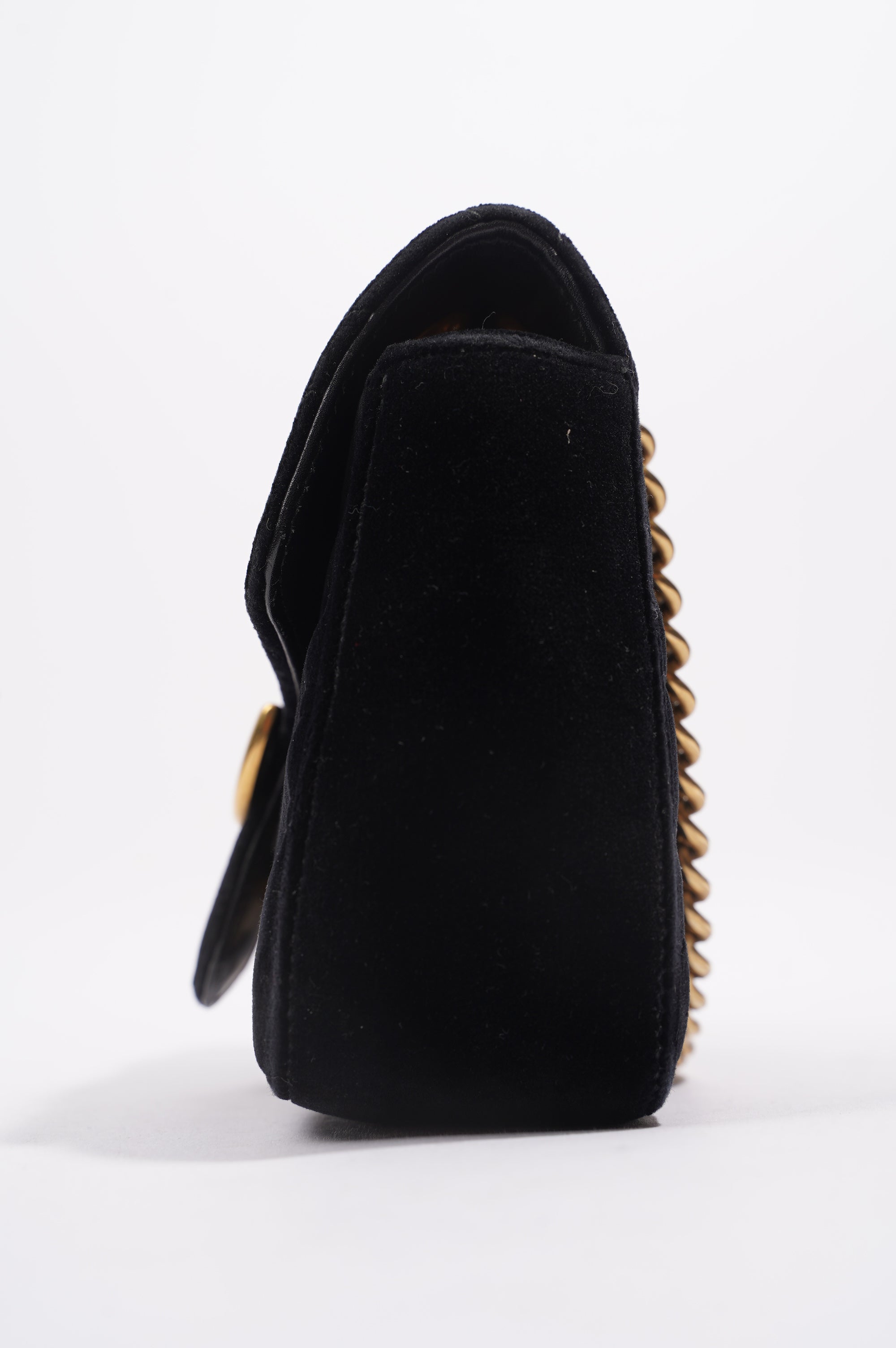Gucci Womens Marmont Flap Bag Black Velvet Mini