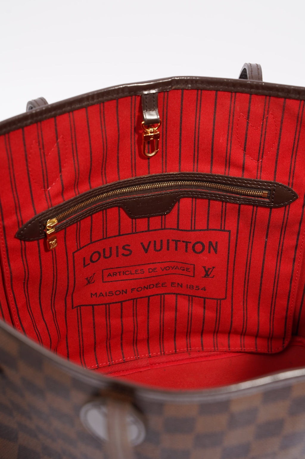 Louis Vuitton Womens Neverfull Bag Damier Ebene Canvas MM