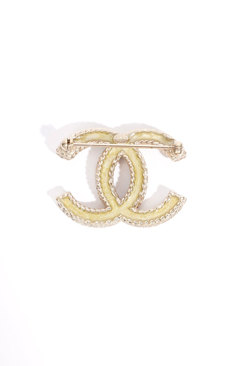 Chanel CC Brooch Gold Finish Rhinestones