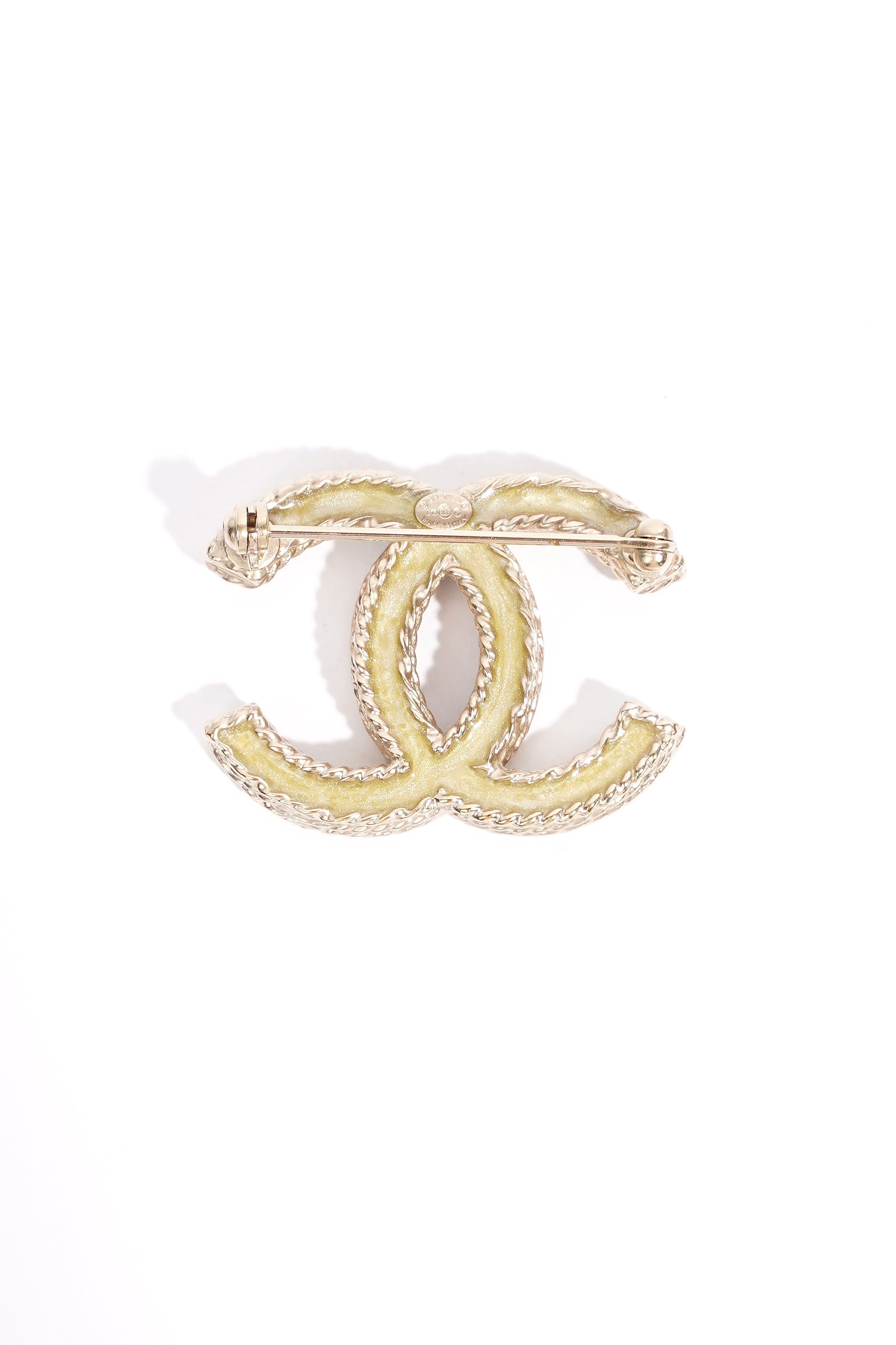 Chanel CC Brooch Gold Finish Rhinestones