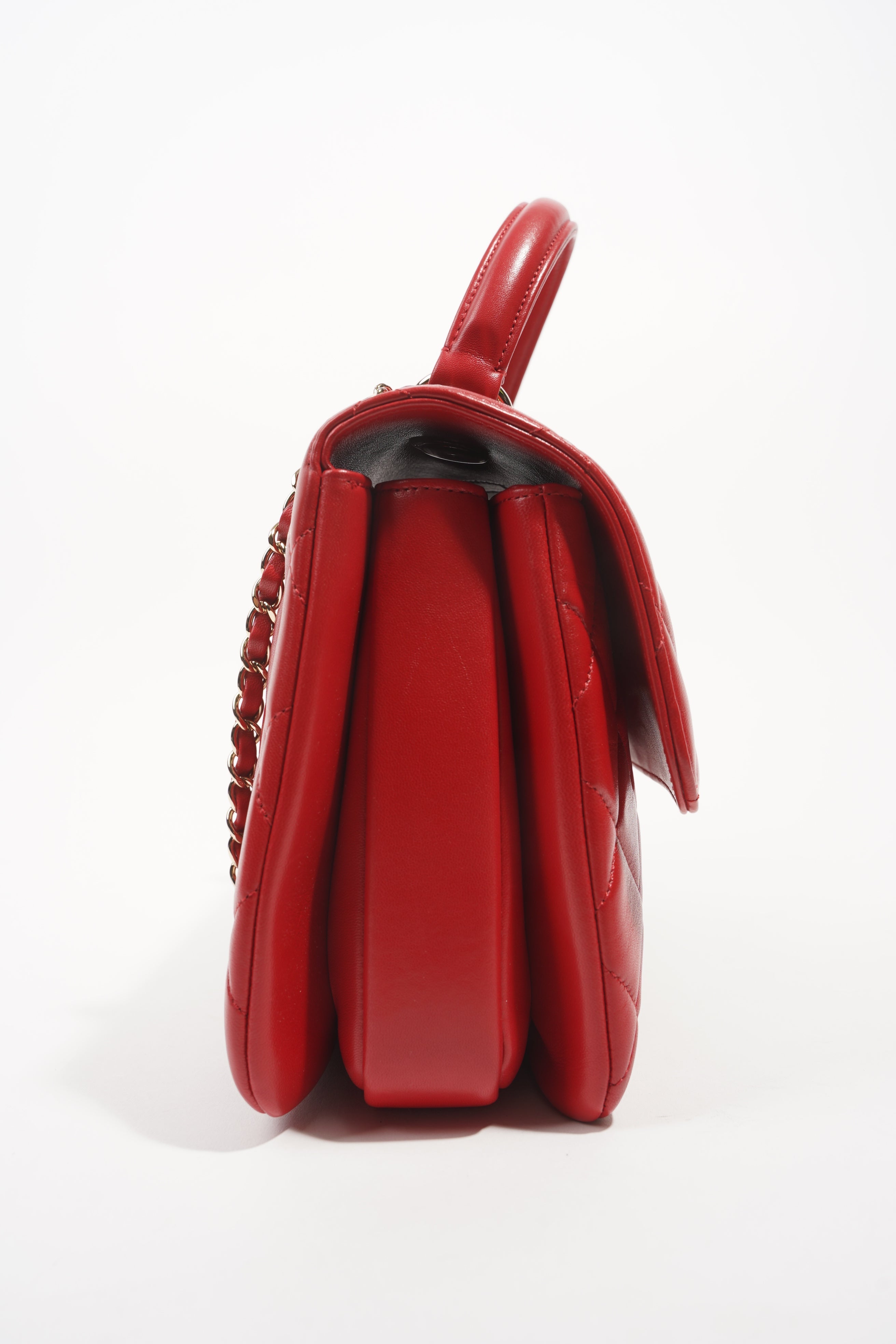 Chanel Womens Trendy Flap Bag Red Large