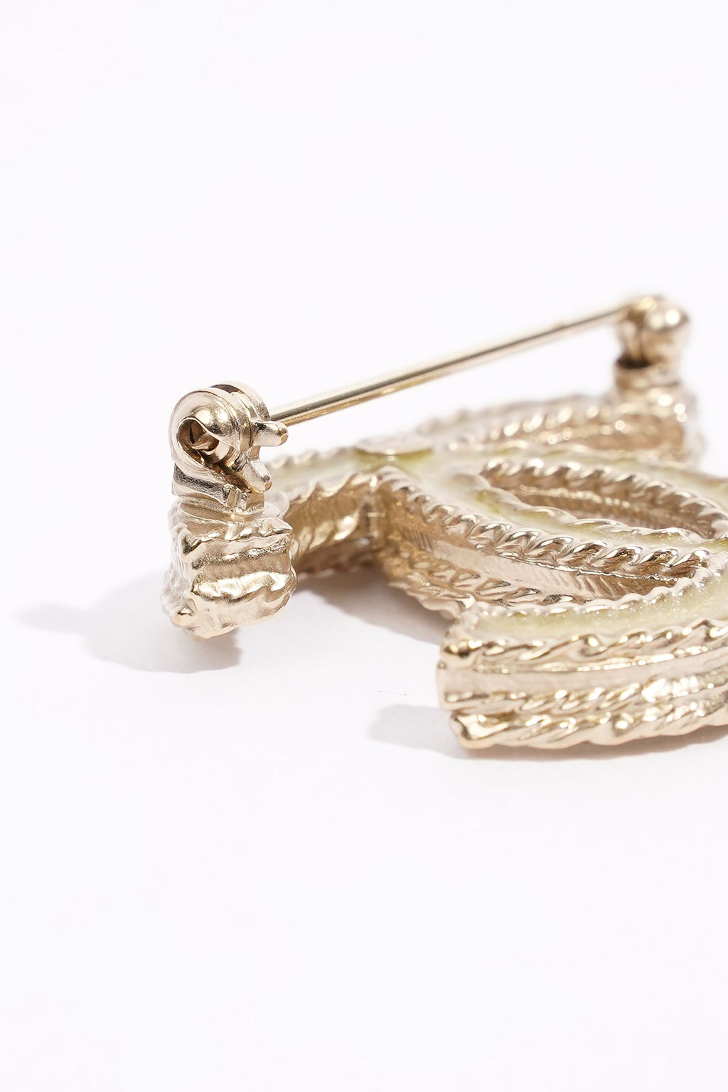 Chanel CC Brooch Gold Finish Rhinestones