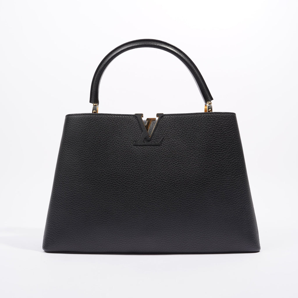 Louis Vuitton Womens Capucines Black Taurillon Leather MM